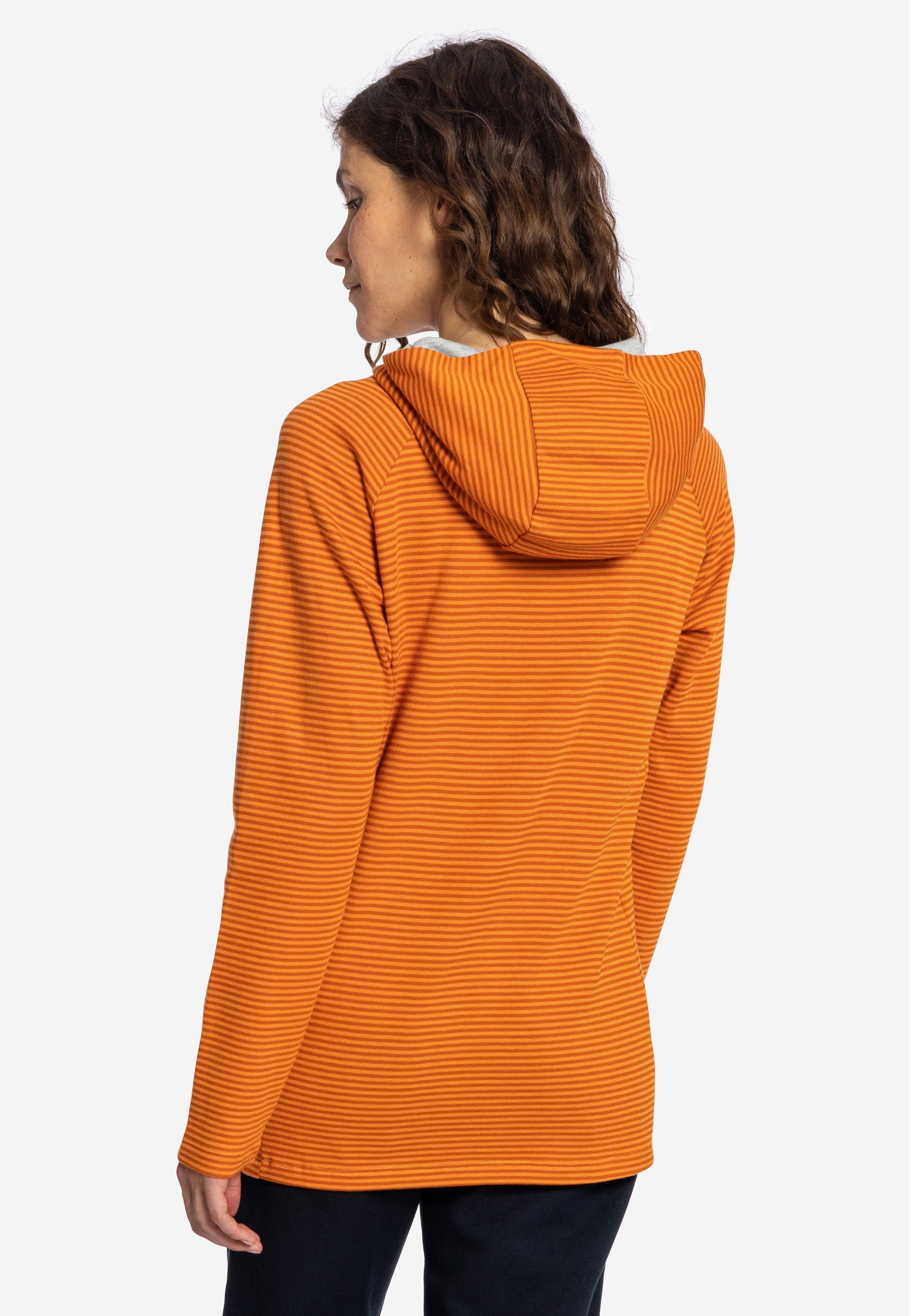 Kapuzenpullover darkorange Wetter mandarin Hoodie Elkline Streifen leicht Sweater - tailliert