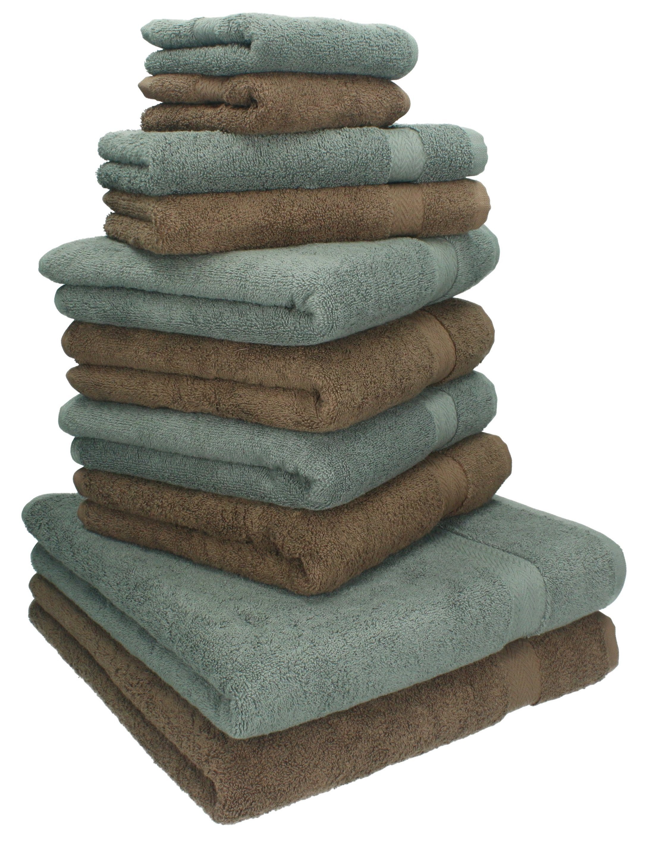 Betz Handtuch Set 10-TLG. Handtuch-Set und 100% Classic nussbraun anthrazit, Farbe Baumwolle