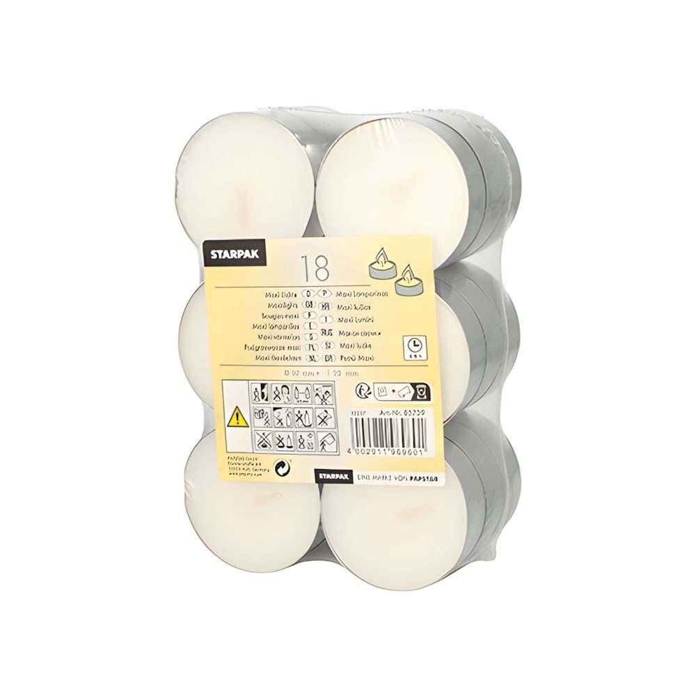 PAPSTAR Teelicht Maxi Lichte Ø 57 mm, 19 mm weiss 18 Stk