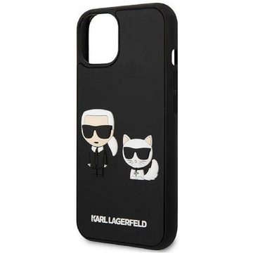 KARL LAGERFELD Handyhülle Case iPhone 14 Kunststoff schwarz Katze Karl 3D 6,1 Zoll, Kantenschutz