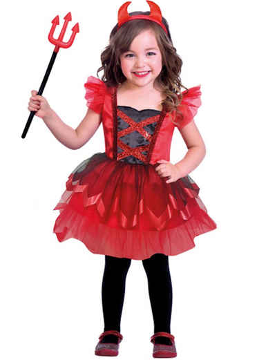 Amscan Hexen-Kostüm Kleine Teufelin Kinderkostüm - Kleid und Haarreif