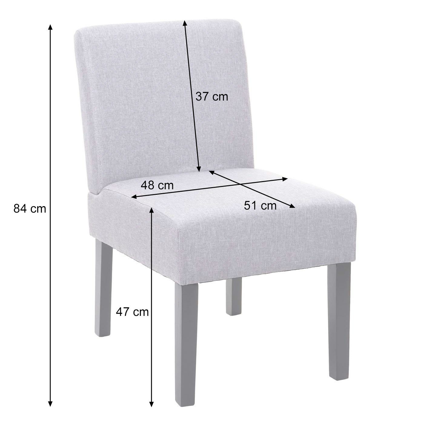 MCW Esszimmerstuhl St), Sitz- 6 Sitzfläche Rückenfläche, dunkelgrau lange | (Set, und 6er-Set, MCW-F61-6 Abgerundete Extra dunkelgrau