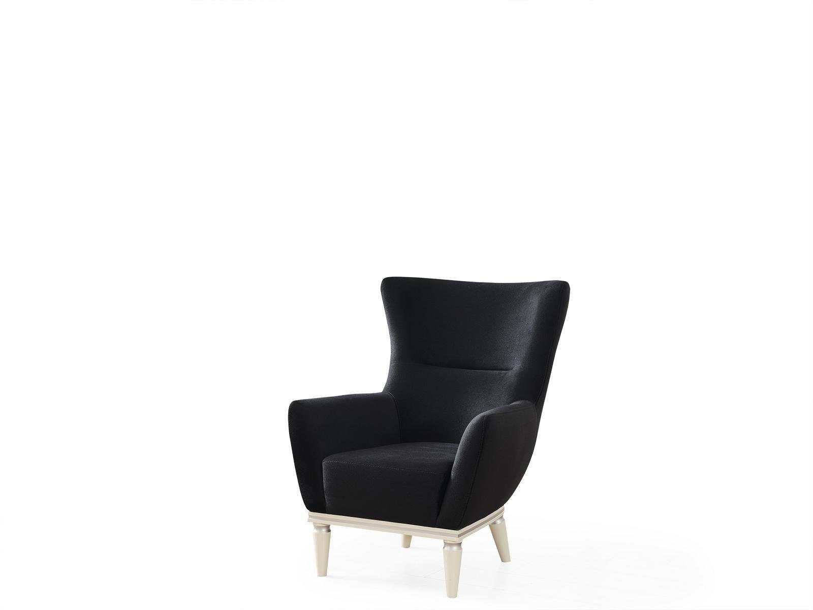 JVmoebel Sessel Stuhlpolster Relax Club Design Textil Europa Sessel Made schwarz, tv in Lounge