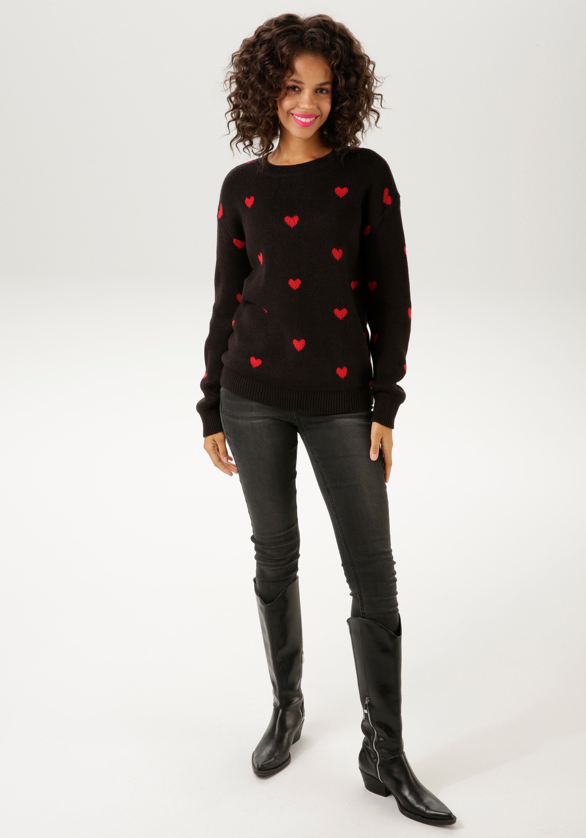 Aniston CASUAL Strickpullover mit eingestrickten Herzchen