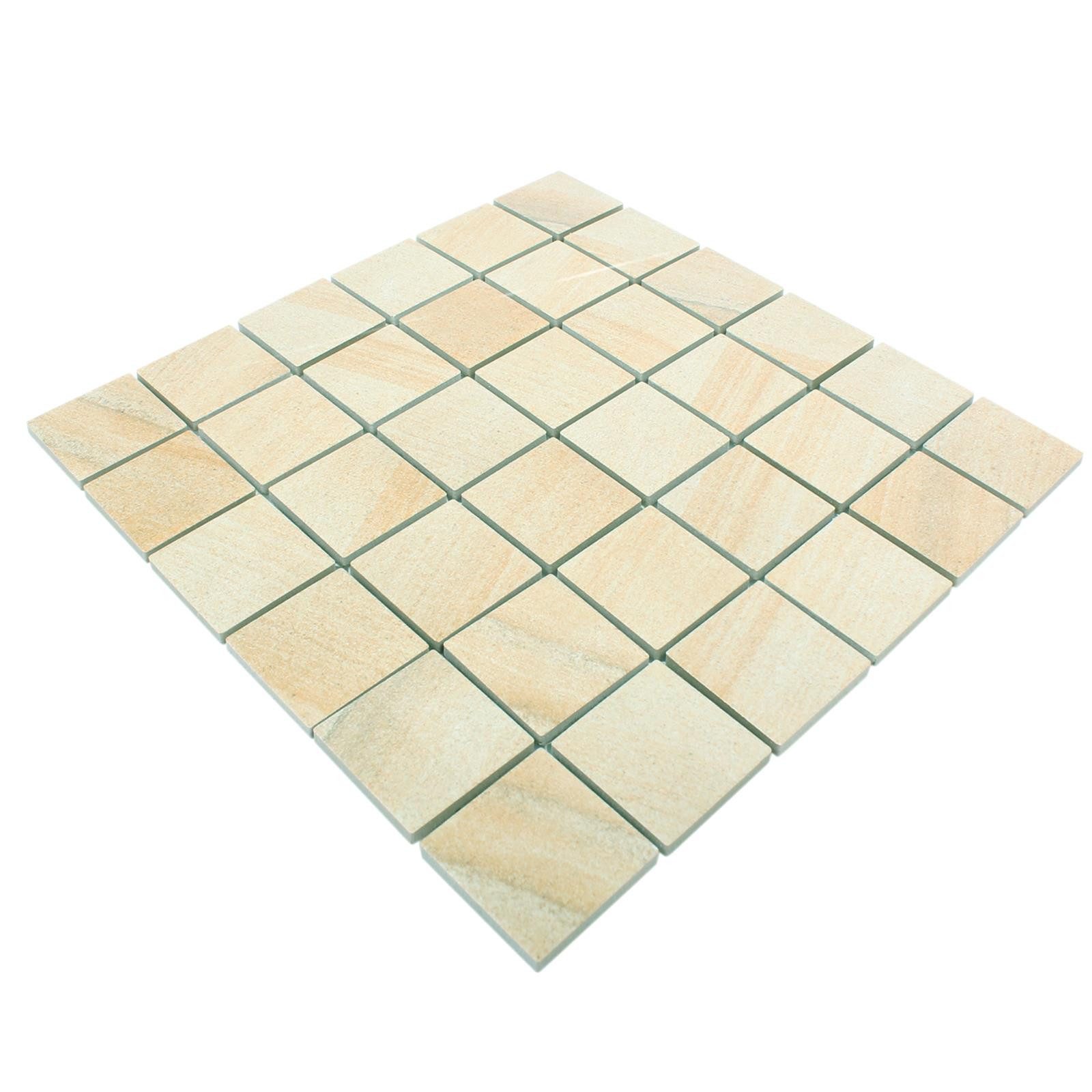 Mosafil Mosaikfliesen Mosaikfliesen Keramik Sahara Steinoptik, Keramik 30.000x30.000, beige, Verlegefertig auf ein Netz geklebt - Frostsicher - Wasserfest