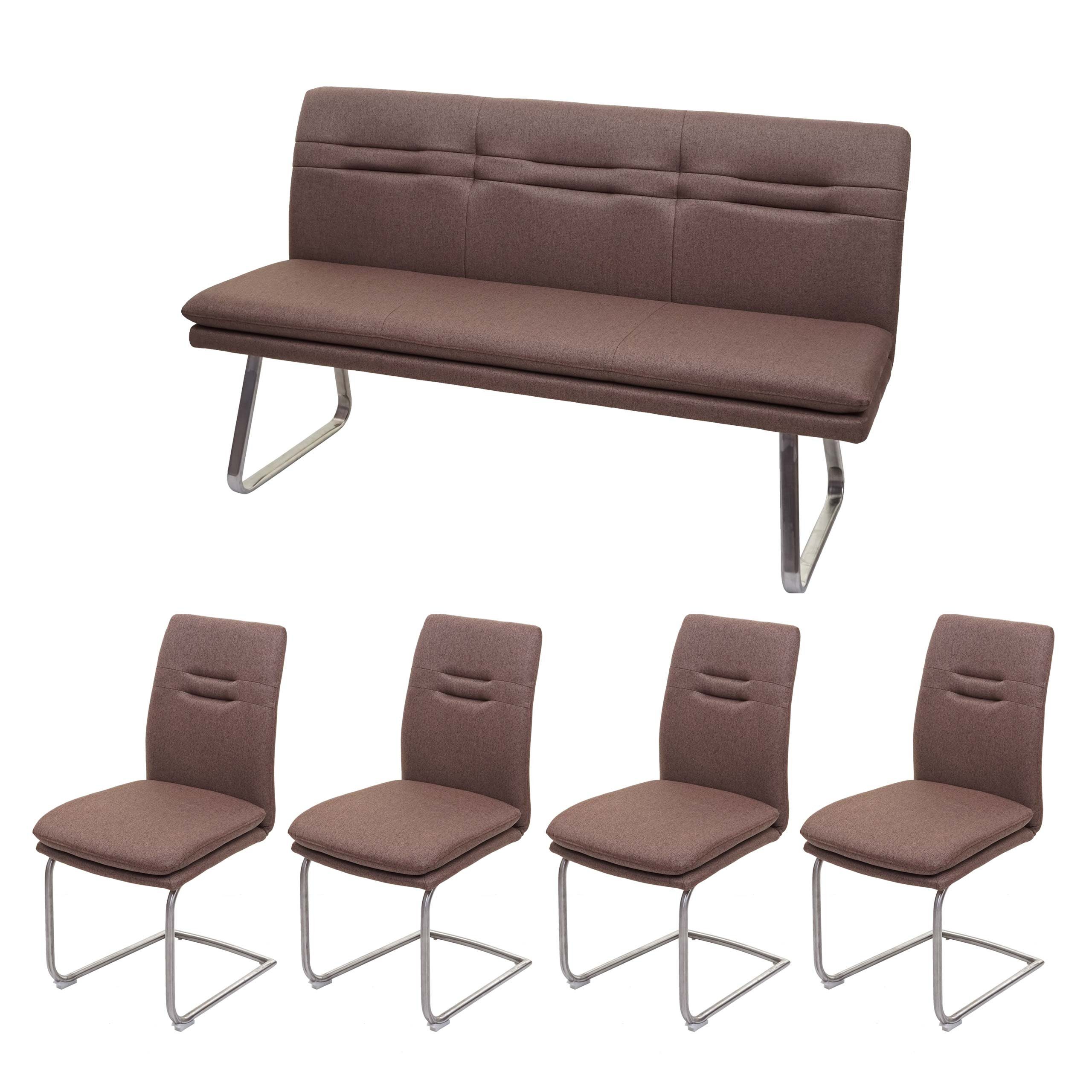 Top-Marke MCW Essgruppe Formgebung, Stühle, Tisch, 4 Bank), MCW-H70-B, Stabiles Gestell 5-tlg., braun 1 (Set, 1 Bequeme