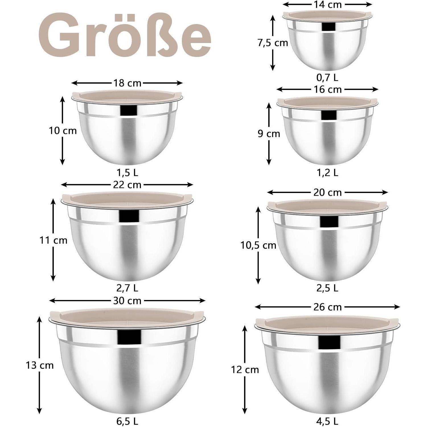 LuxusKollektion Küchenorganizer-Set Rührschüssel Edelstahl Set 7 günstig online kaufen