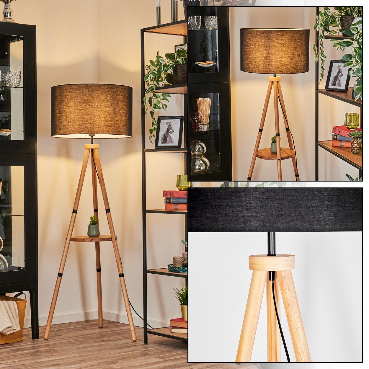 hofstein Stehlampe Stehlampe aus Holz/Metall im modernen Boho-Design mit Fu günstig online kaufen