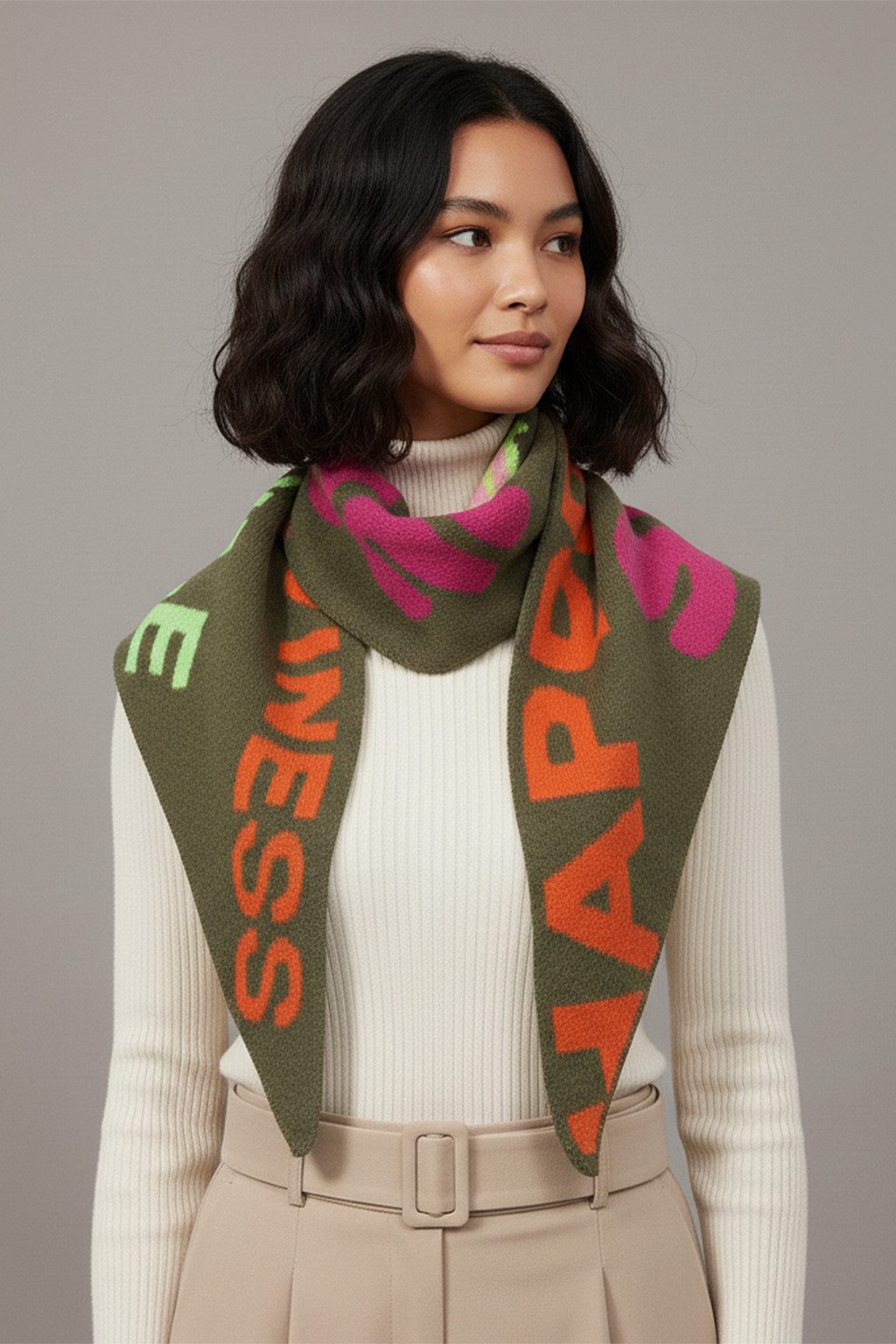 Faera Modeschal Positive Vibes Smiley, (1-St), 9431 in Khaki günstig online kaufen