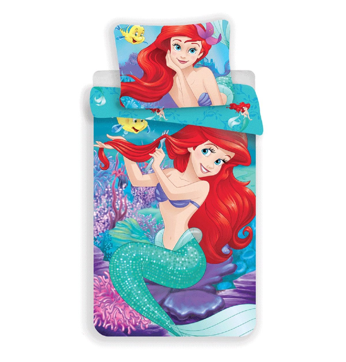 Disney Bettwäsche Ariel Bettbezug 140x200 cm & Kissenbezug 70x90 cm – Bettwäsche-Set