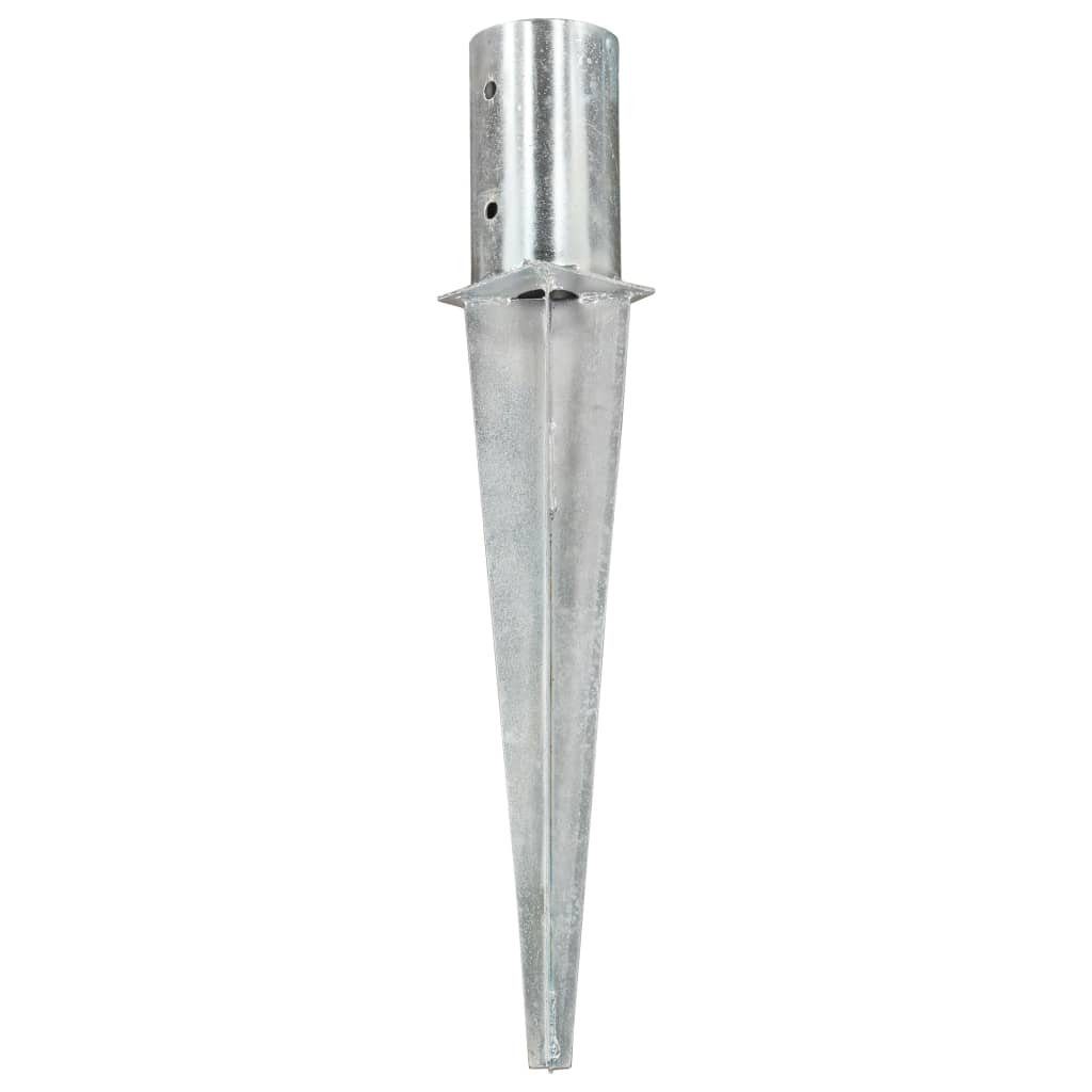 vidaXL Einschlagbodenhülse 8 x 61 cm Erdspieße 2 Stk Silbern Verzinkter Stahl Bodenhülse Bodenspi