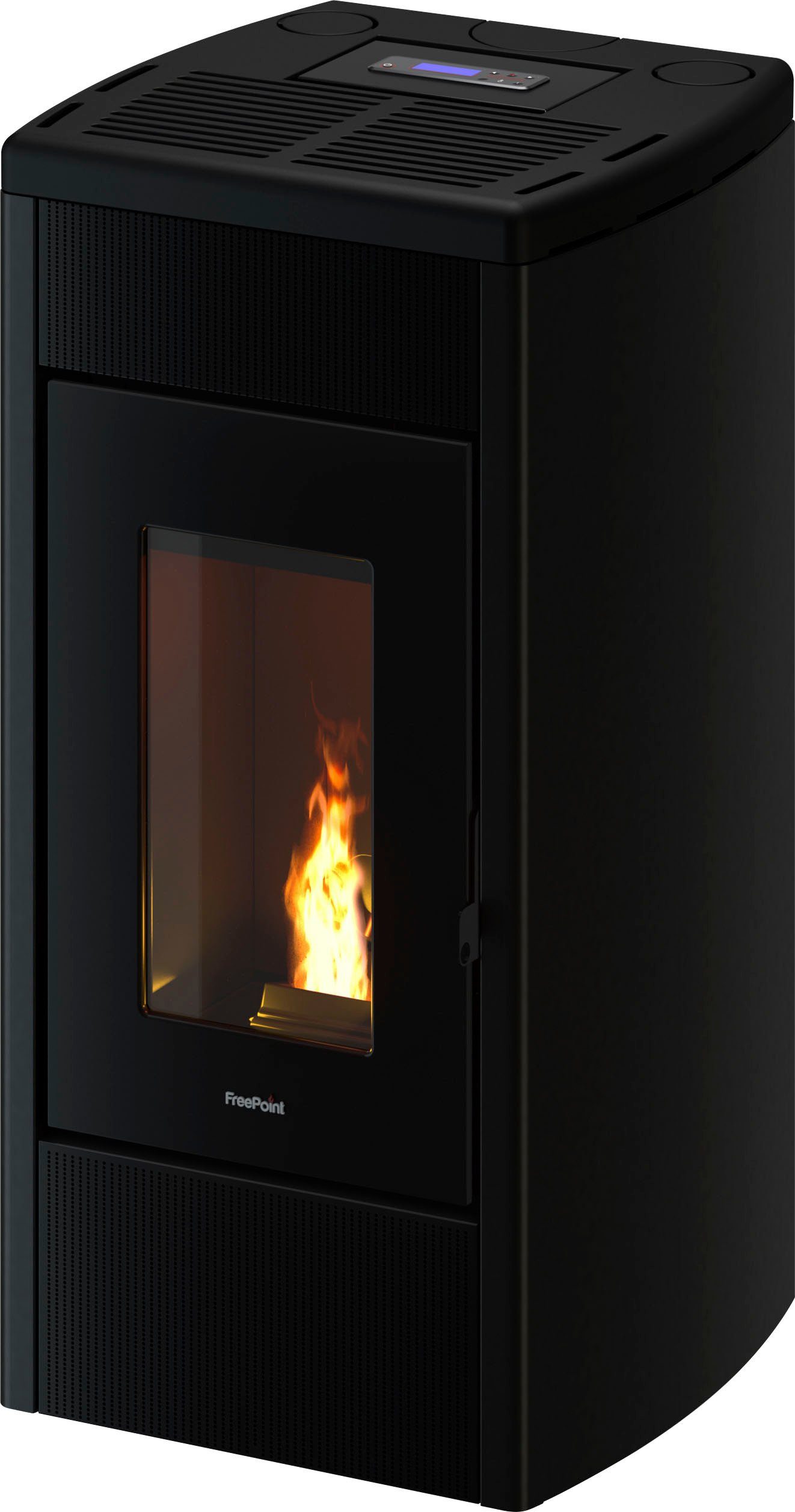 Freepoint Duke 14 pellet stove, room air independent, 15.5 kW, dual ducted warm air, Wi-Fi included