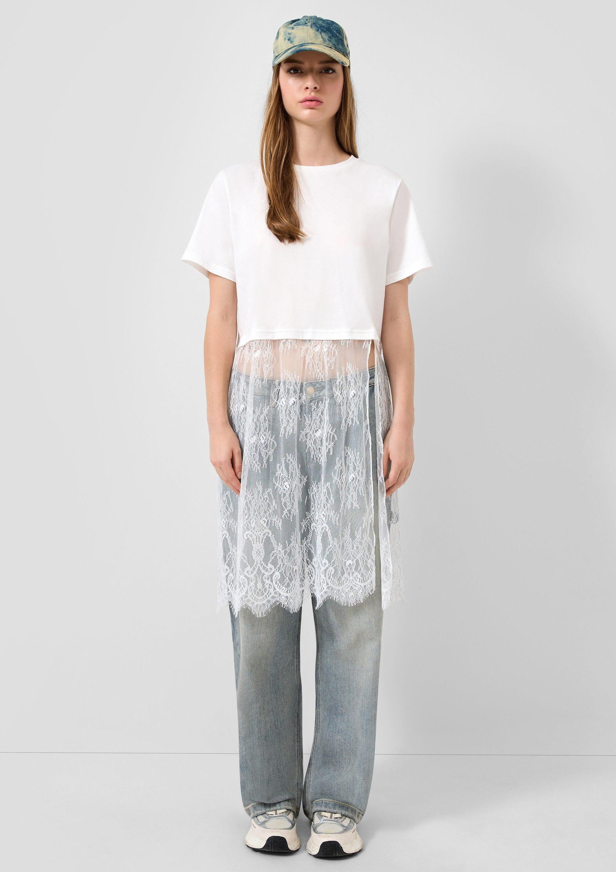 QS Minikleid Kleid Shirtkleid mit Spitze