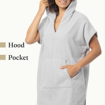 HOMELEVEL Bademantel Poncho Damen Frottee - Badeponcho - Handtuch für Strand Sauna, Baumwolle