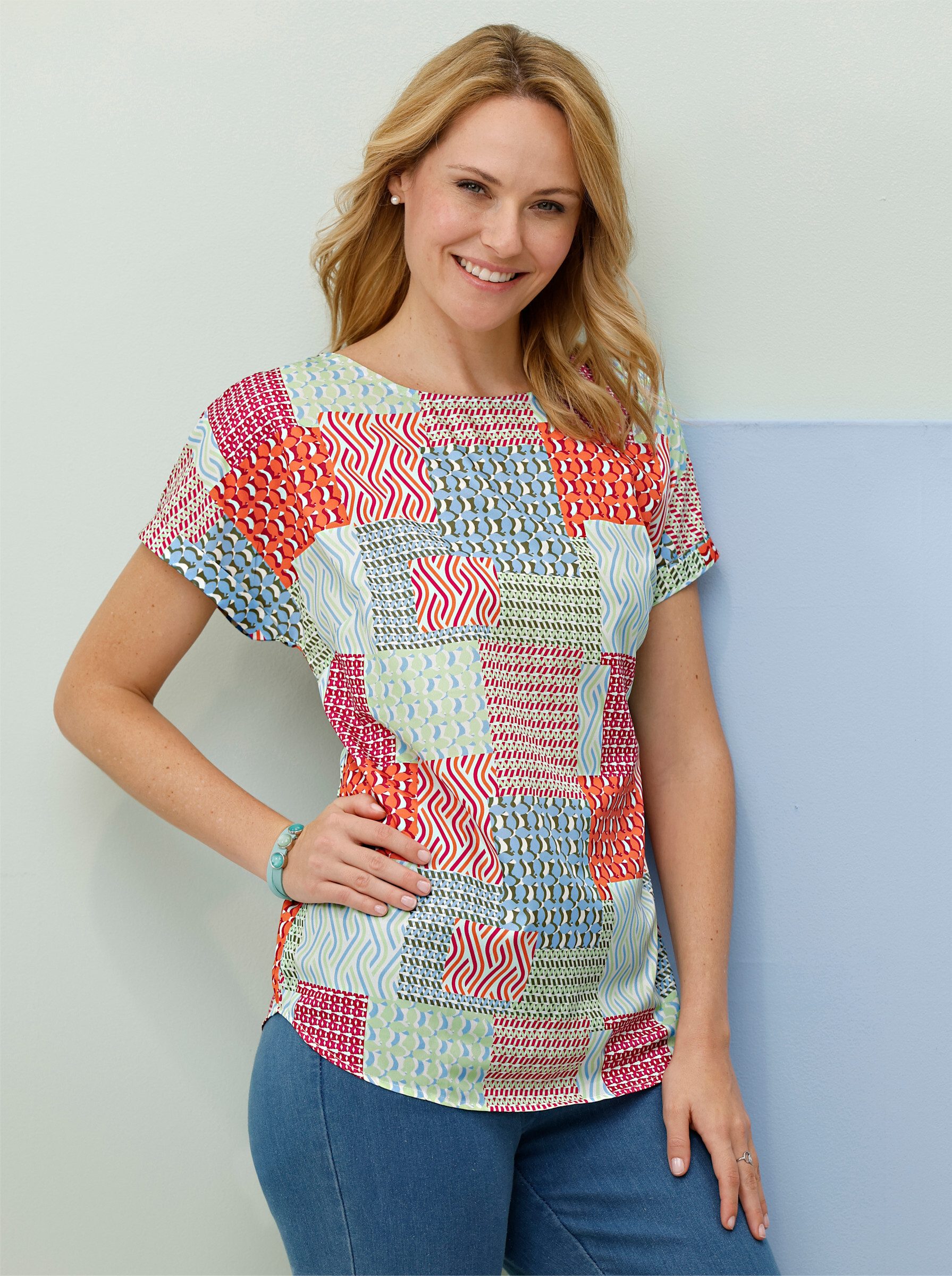 Sieh an! Klassische Bluse Schlupfbluse Kurzarm