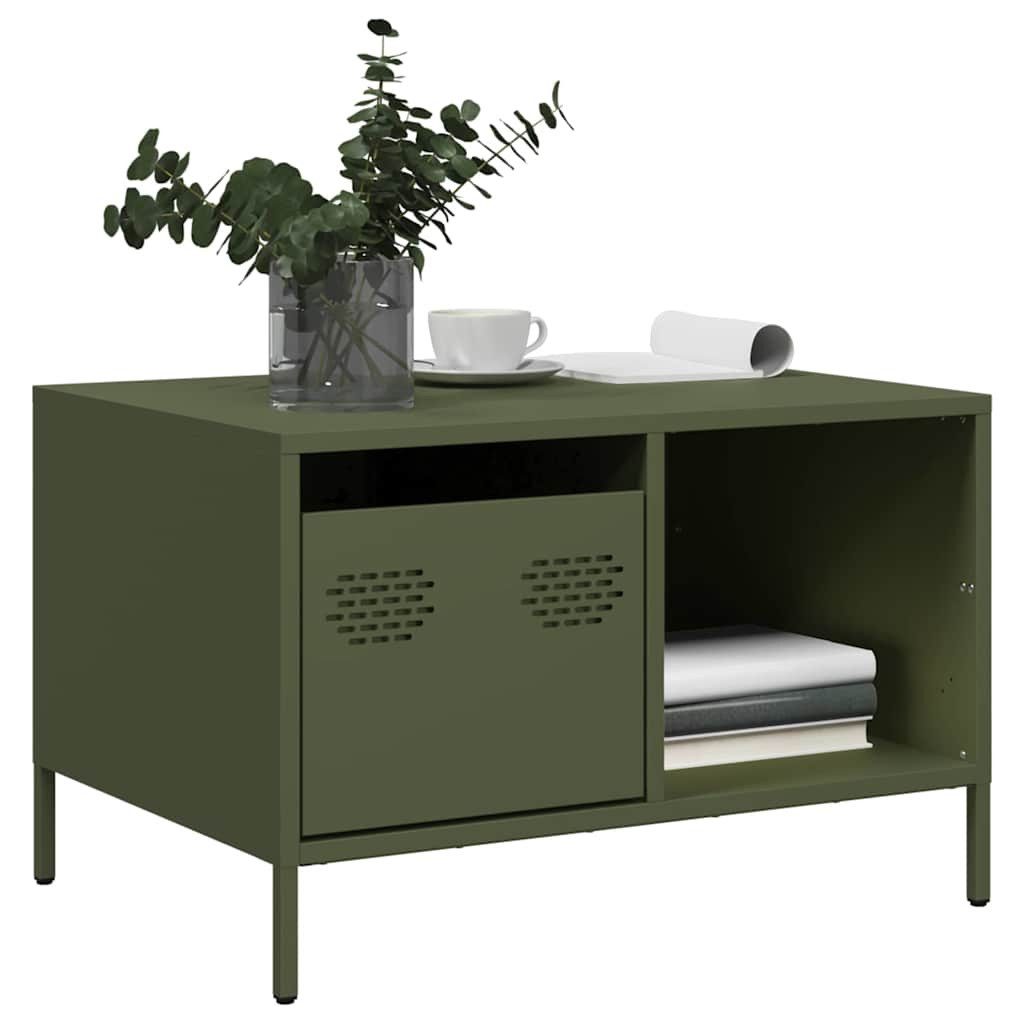 vidaXL Couchtisch Couchtisch Olivgrün 68,5x50x43,5 cm Kaltgewalzter Stahl (1-St)