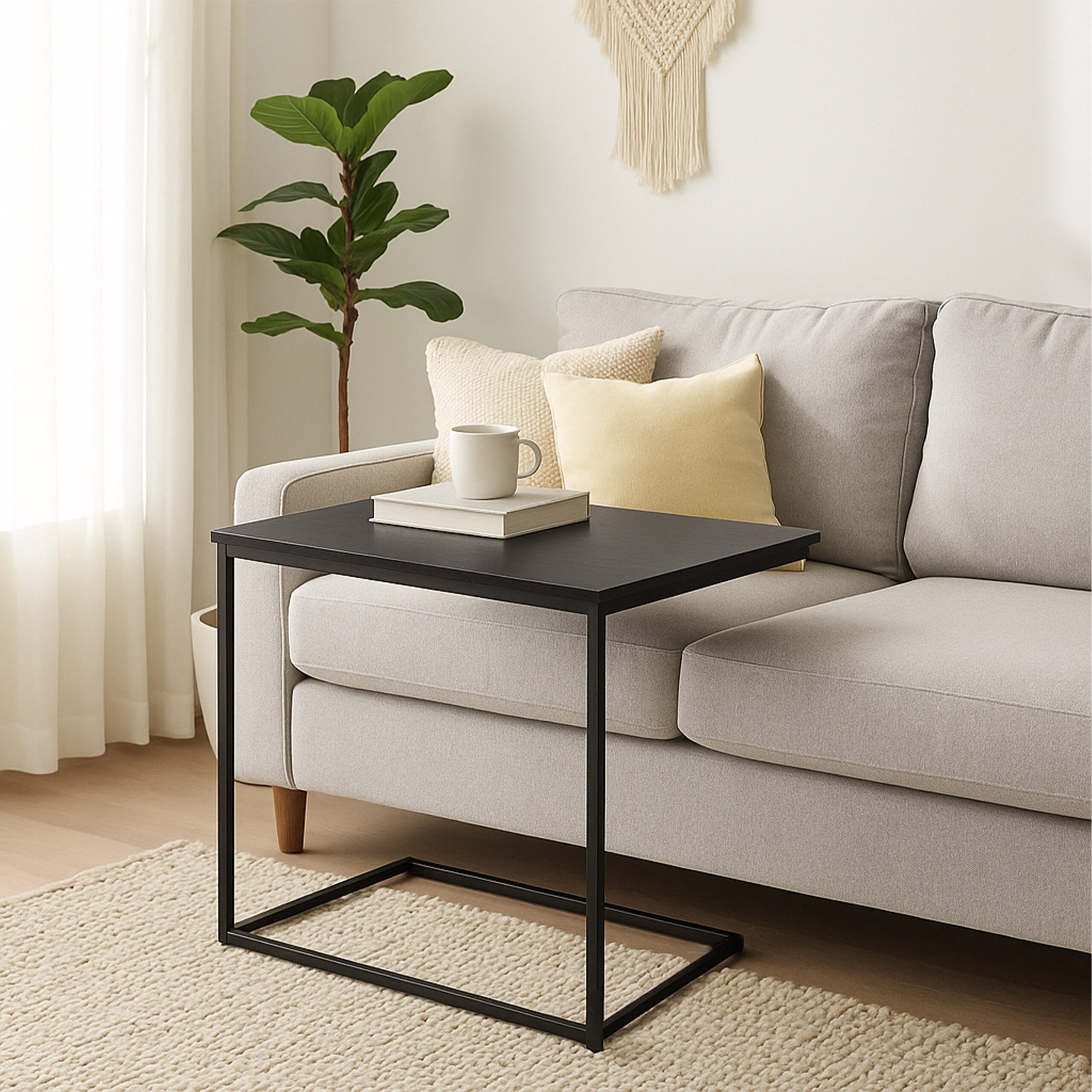 relaxdays Beistelltisch in C Form, schwarz günstig online kaufen