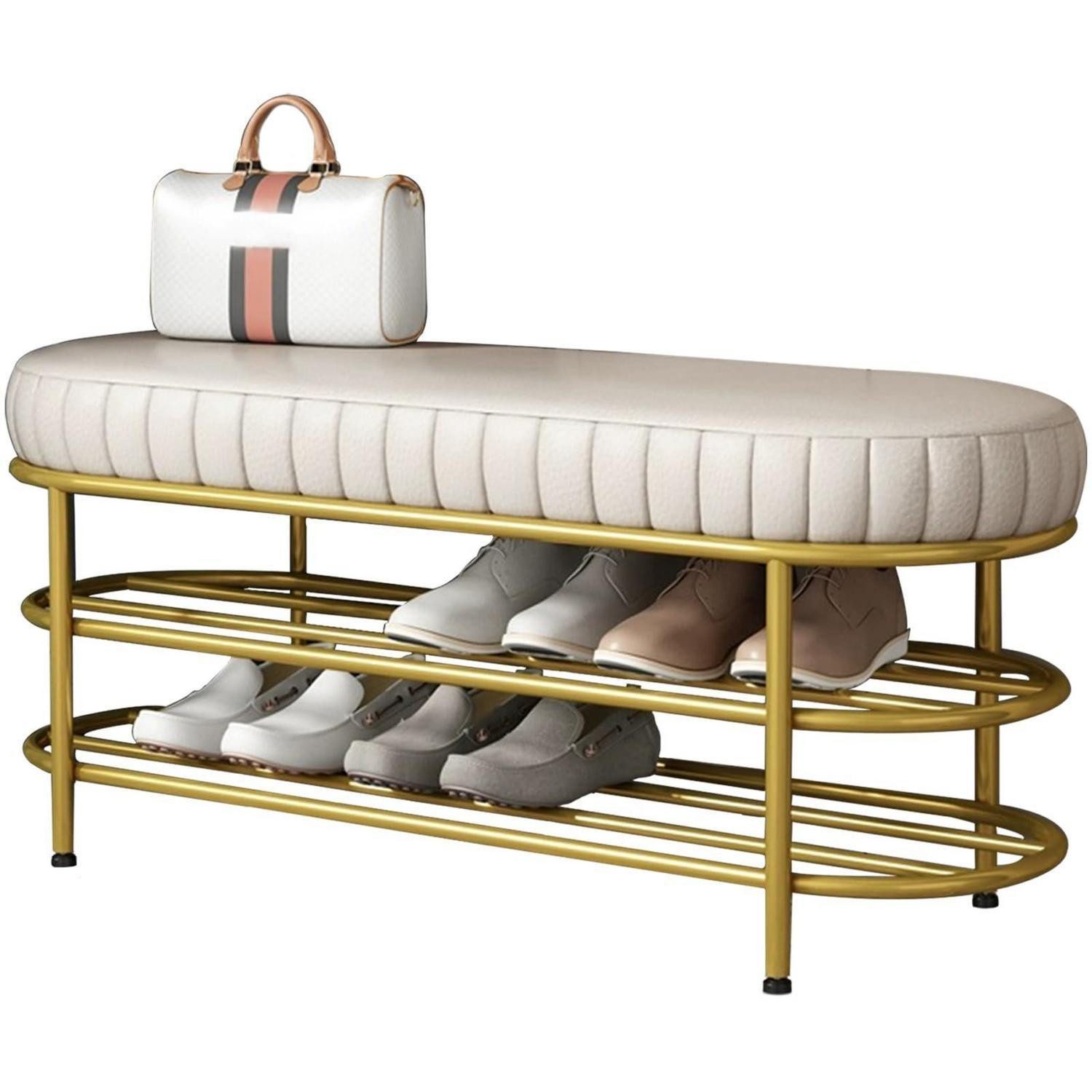 LuxusKollektion Schuhregal Metall Schuhregal mit Sitzbank 60-120cm, 1-tlg.