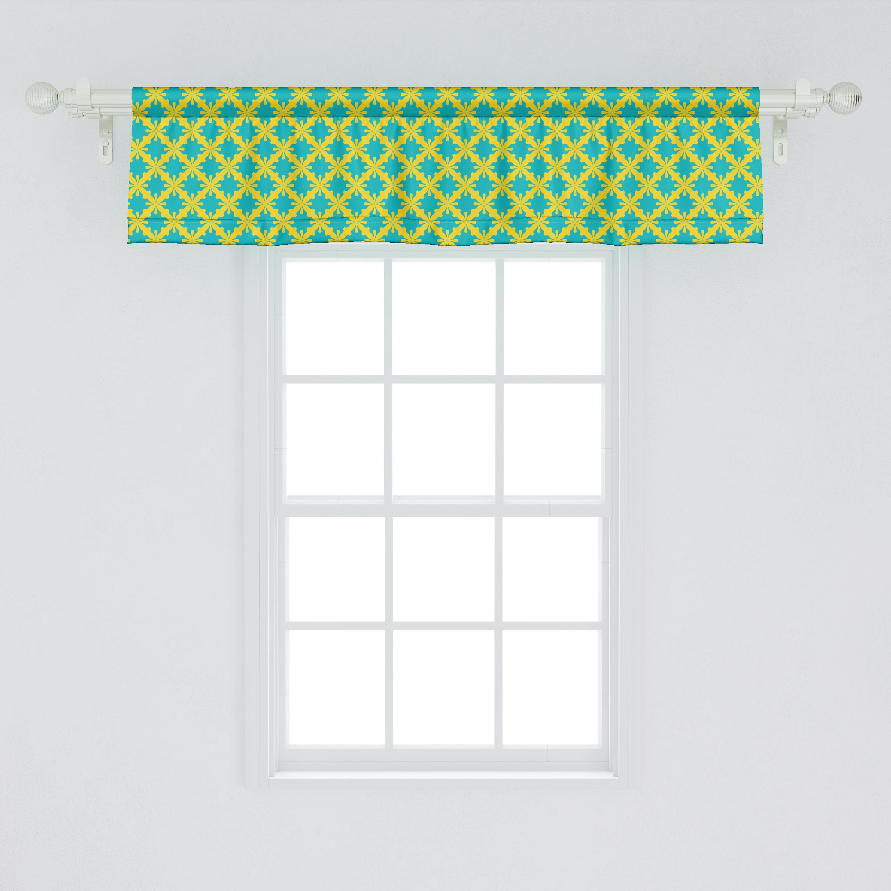 Vorhang mit Abakuhaus, Bicolored Schlafzimmer Moderne viktorianisch Volant Stangentasche, Microfaser, Scheibengardine Damast Dekor Küche für