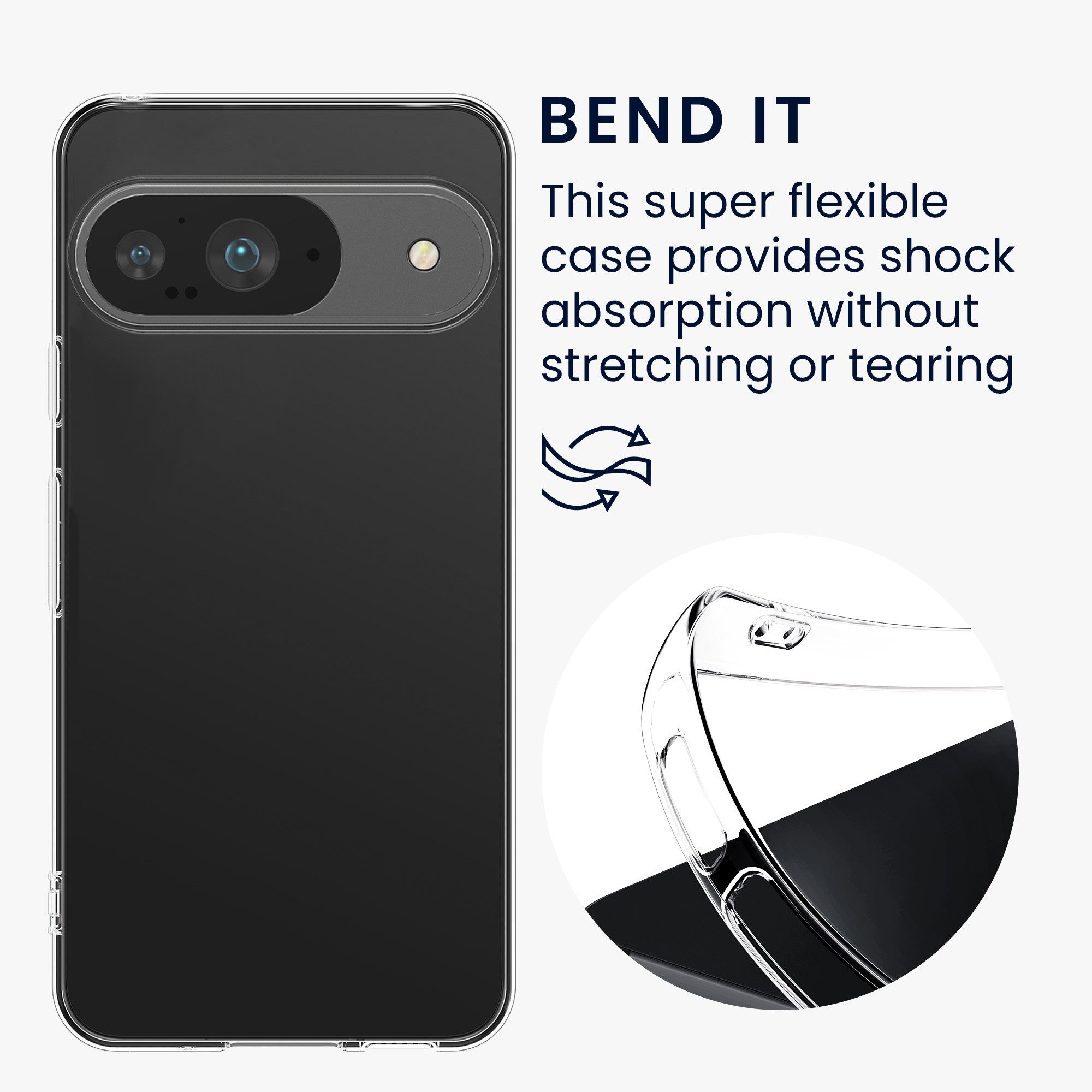 kwmobile Handyhülle Hülle für Google Pixel 9, Silikon Handyhülle transparent - Handy Case gummiert