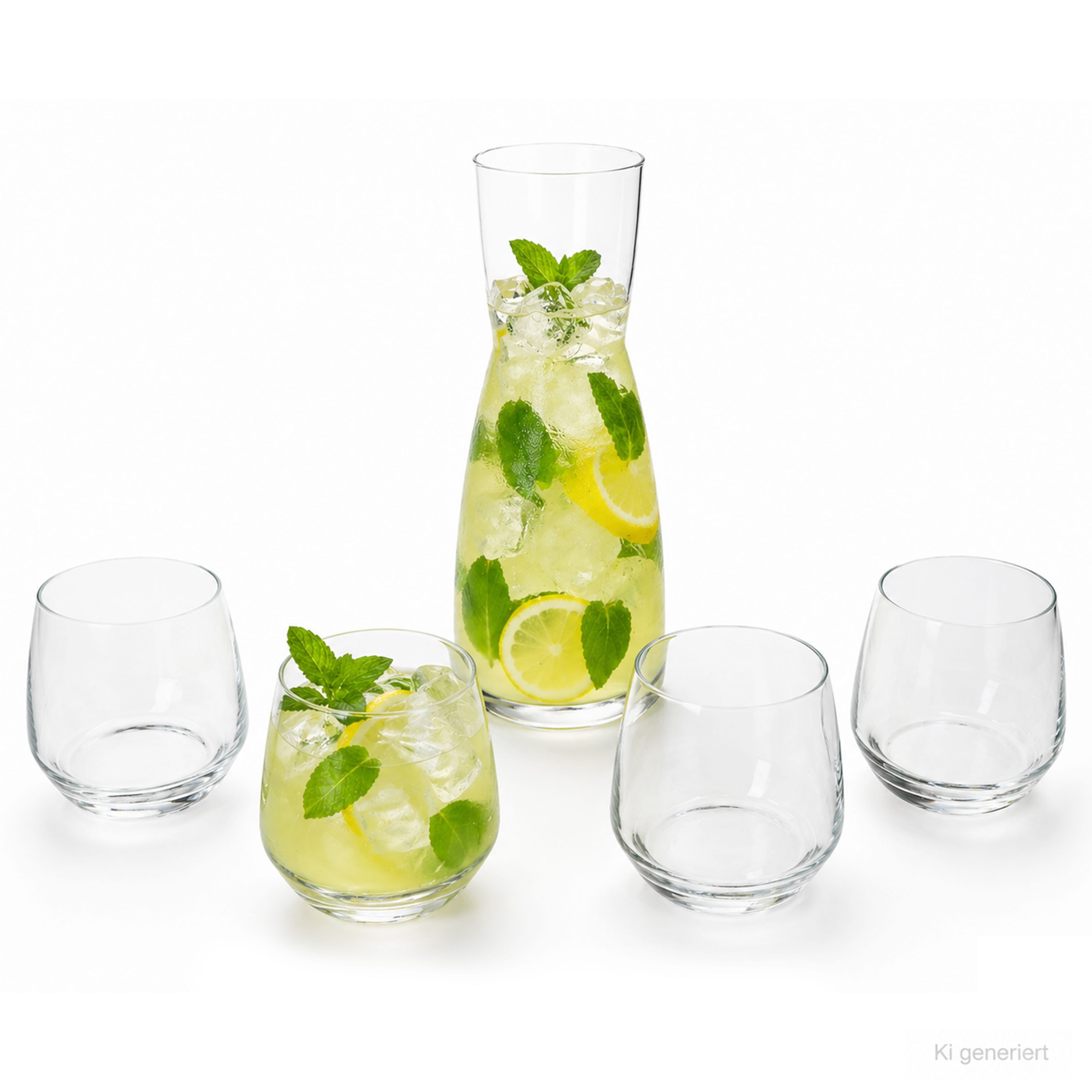 MamboCat Karaffe Vital 5tlg Karaffe Set Karaffe 1L + 4x Trinkgläser 350ml Glas Eistee – Bild 5 von 5