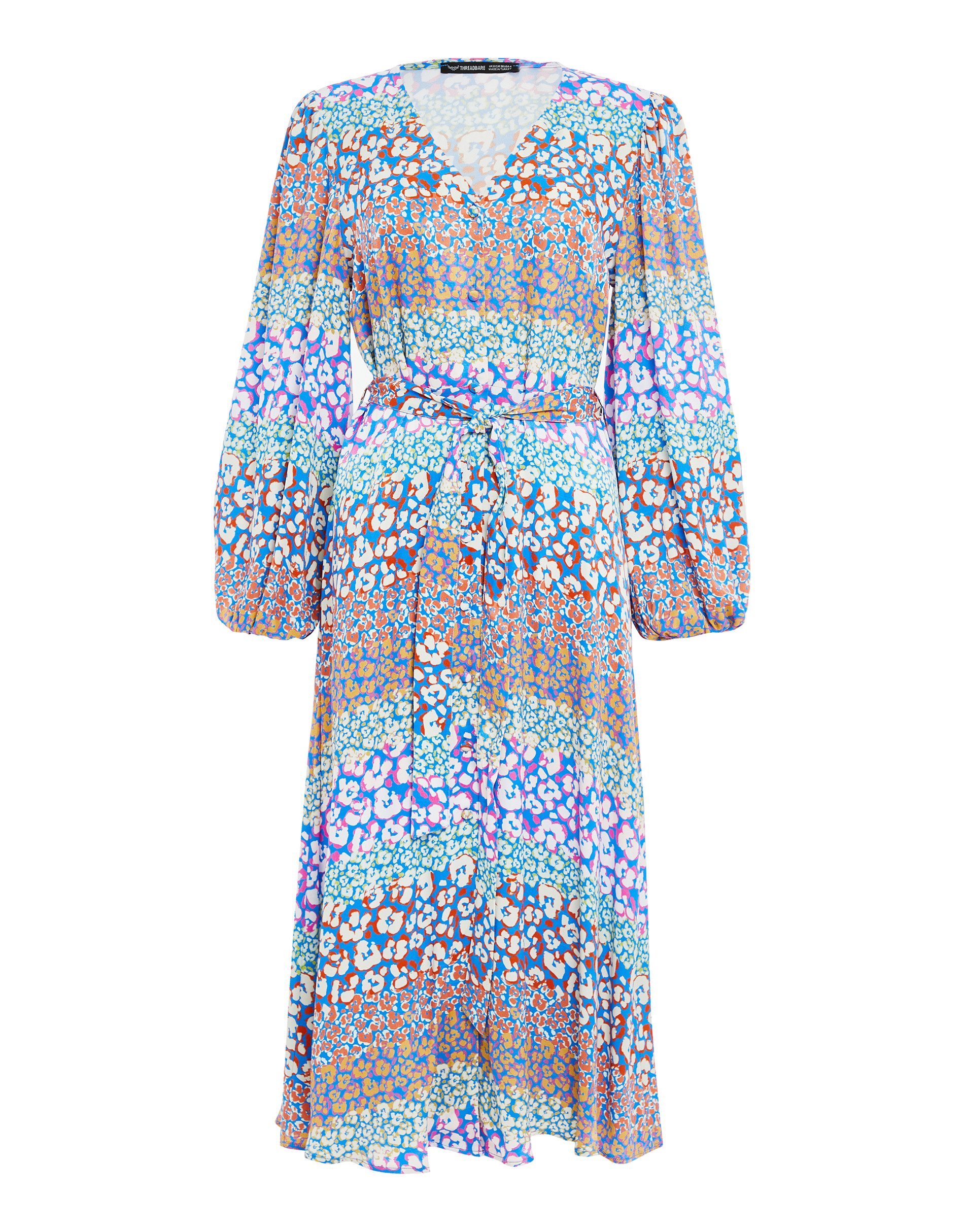 Threadbare Jerseykleid THB Pineapple Satin Midi (1-tlg) in toller Wickeloptik