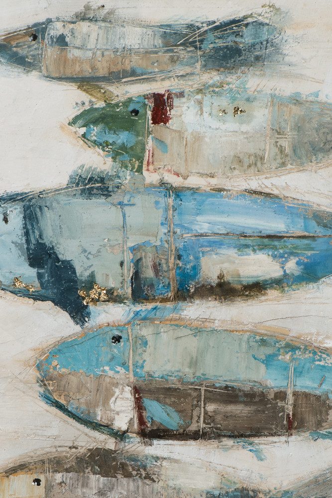 ArtUniverse Gemälde Abstrakter Fischschwarm 80x80 cm