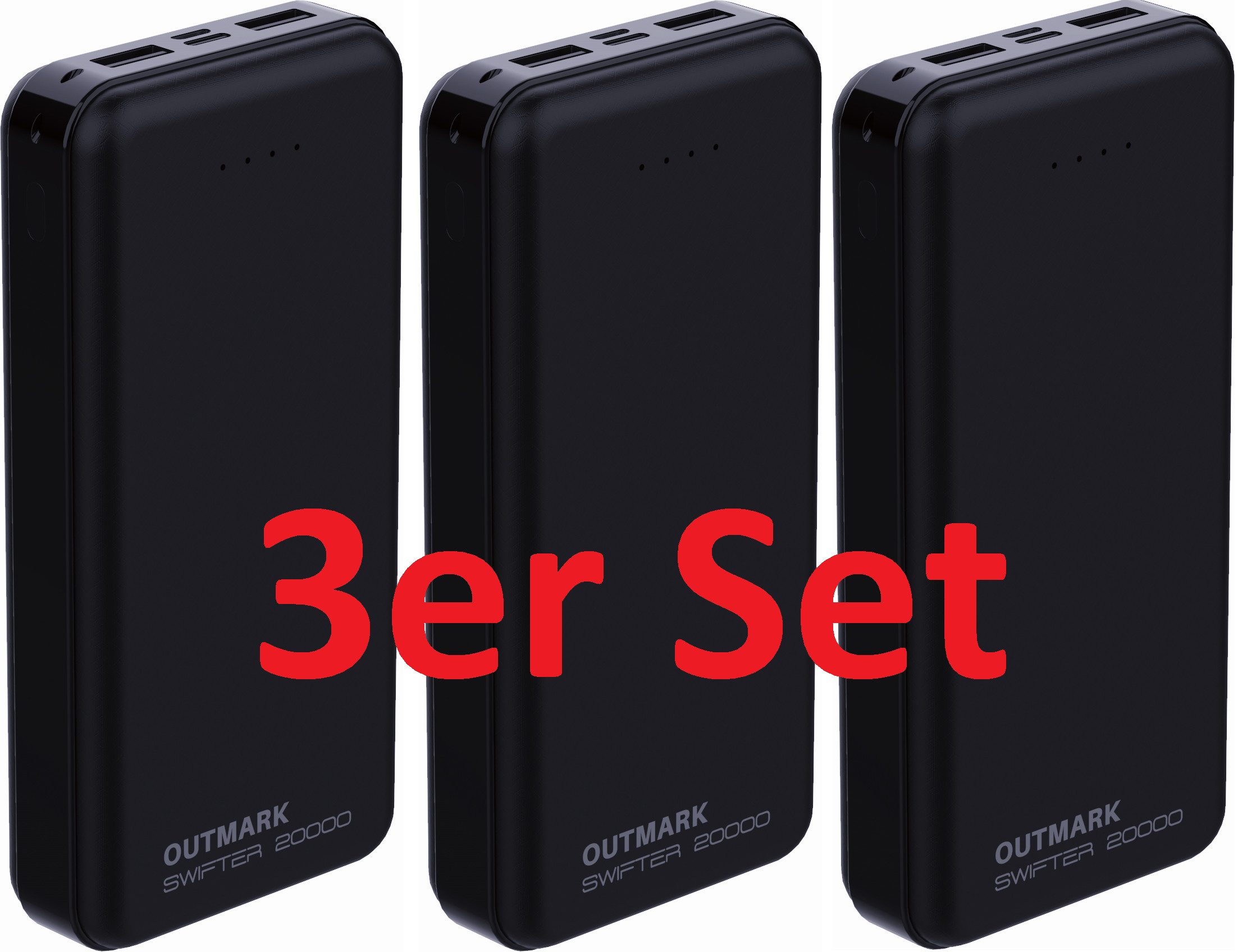 OUTMARK SWIFTER 20.000mah, 2x USB-A Ausgang, 1x USB-C Ladeeingang Akku Powerbank 20000 mAh, Fast Charge 2 x 2,4A