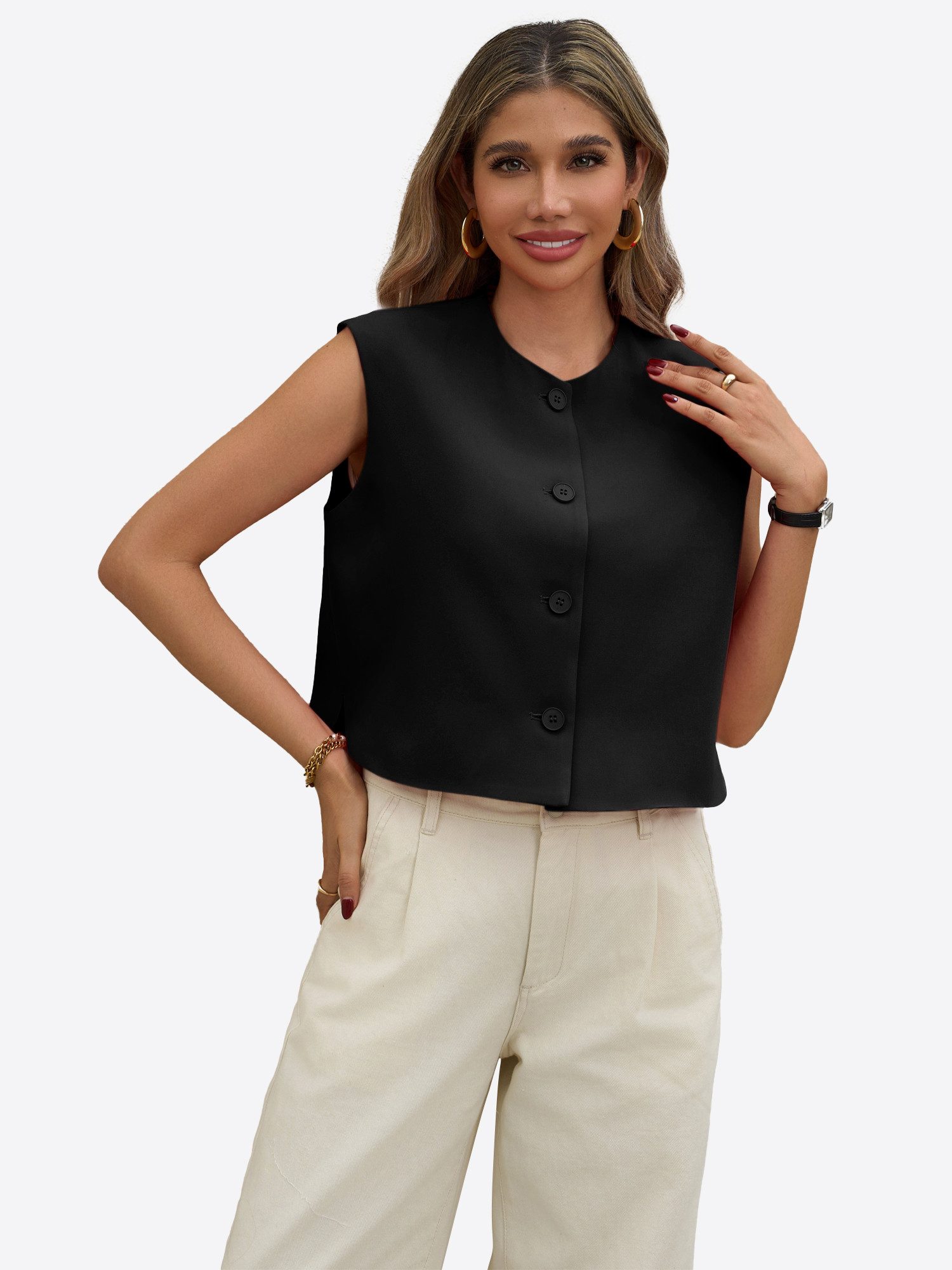 Imily Bela Arbeitsweste Damen Berufsweste kurz (Packung, 1-tlg., 1per-Pack) mit Knöpfen