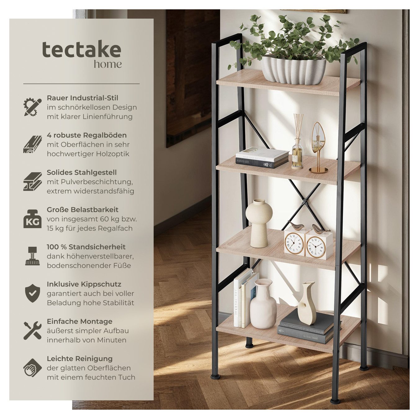 tectake Leiterregal Stufenregal Newcastle 57,5 x günstig online kaufen