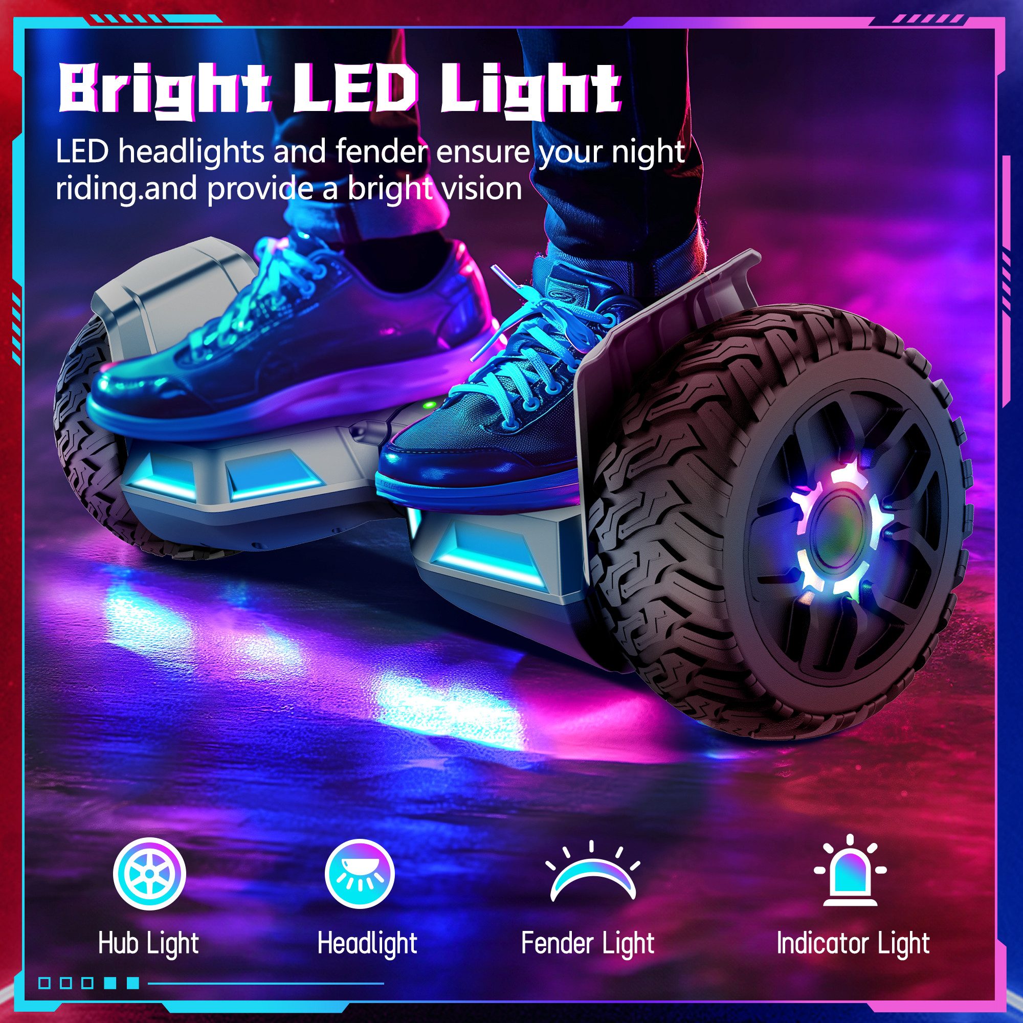 SISIGAD Balance Scooter 8,5 Zoll Dualmotorräder, Hoverboard mit LED-Licht, Smart Bluetooth, 10 km/h, Hoverboard mit LED Lichter Bluetooth,Geschenk für Kinder
