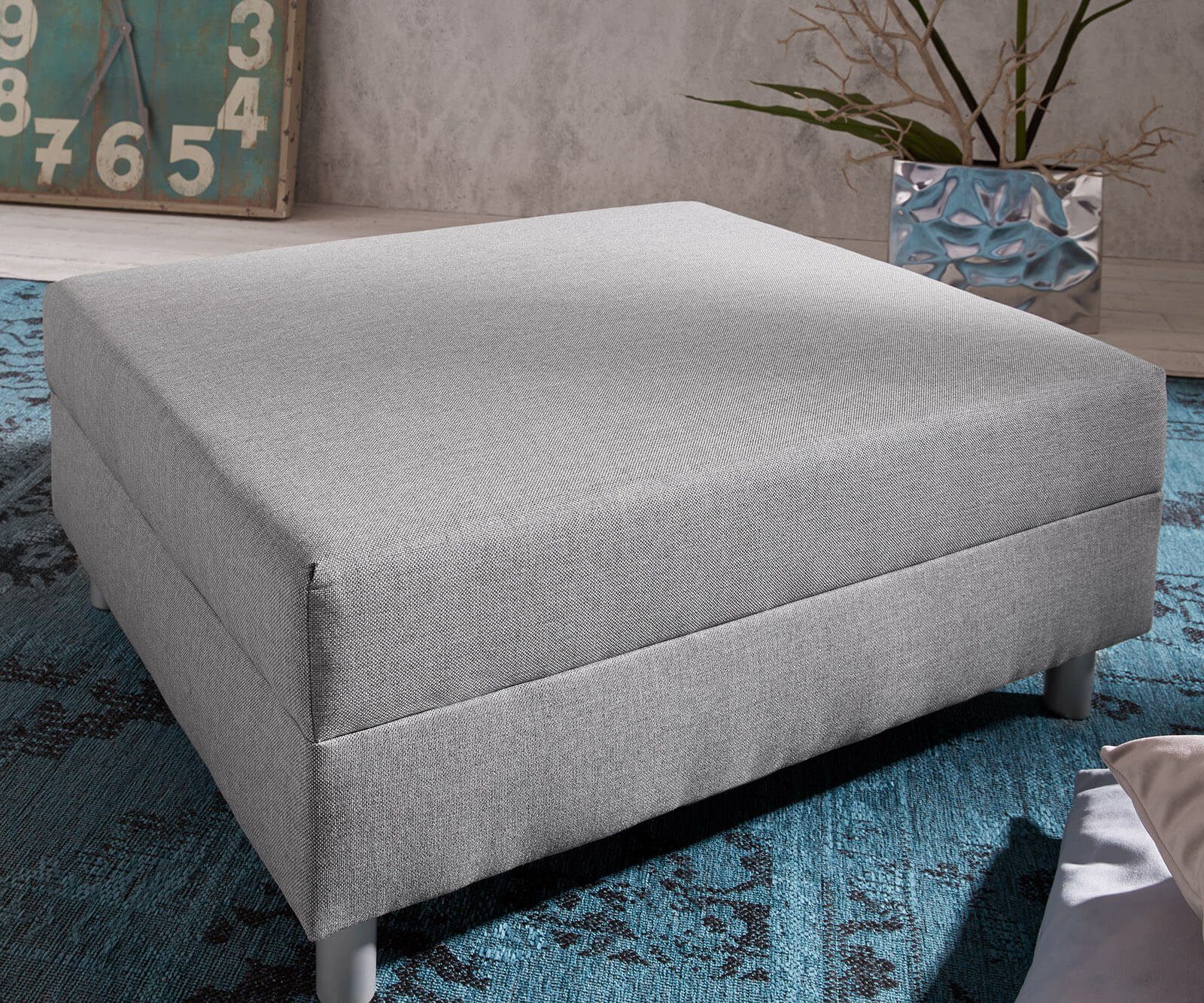 DELIFE Hocker Clovis, Grau Modul B98 x T83 Flachgewebe Sitzhocker günstig online kaufen