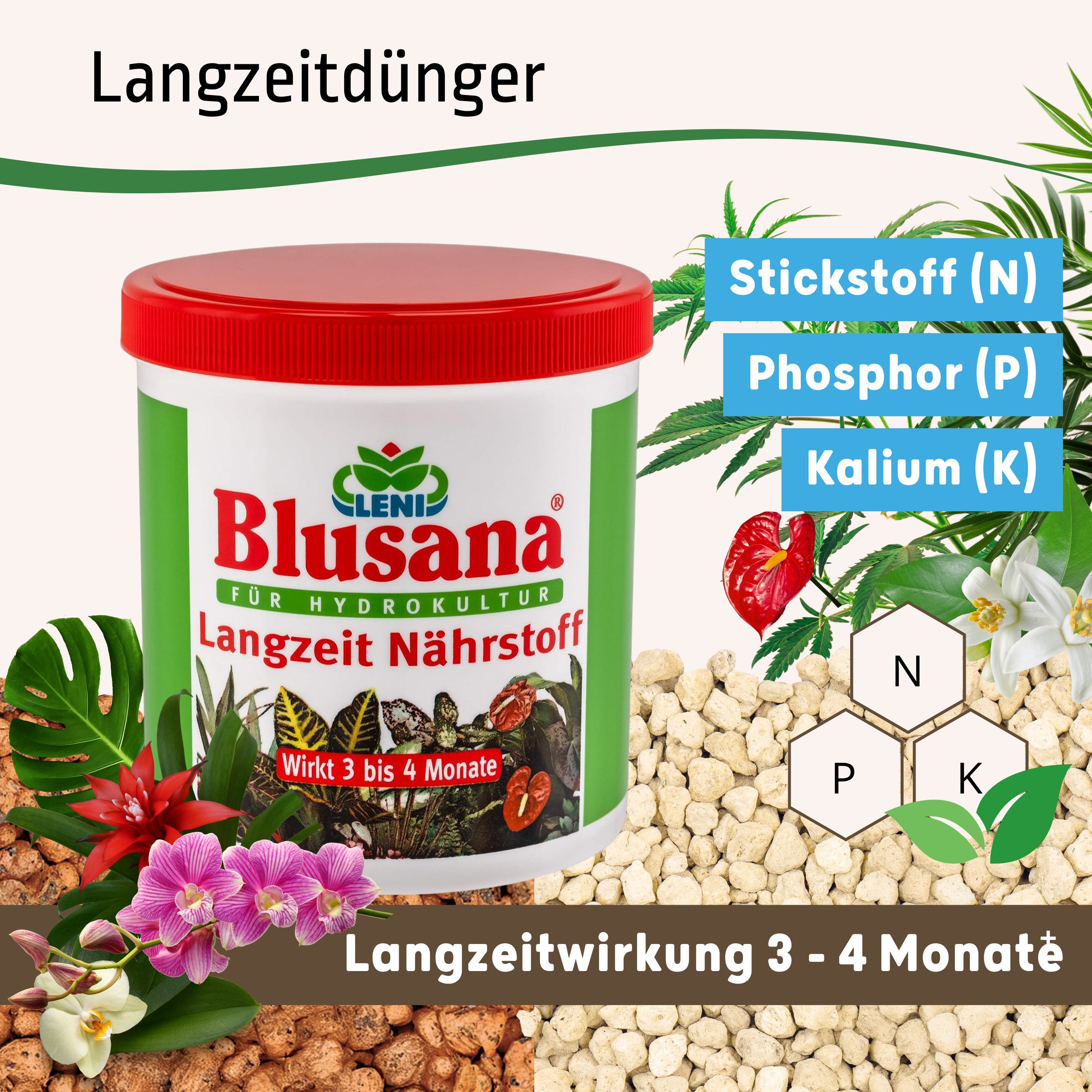 Blusana Pflanzendünger Hydrokultur NPK Nährstoffe Langzeitdünger, günstig online kaufen