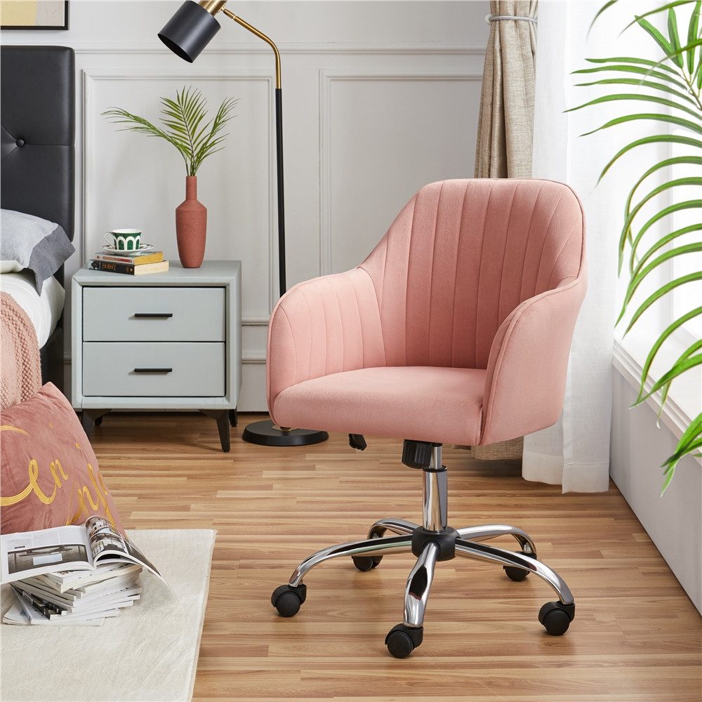 Yaheetech Drehstuhl Bürostuhl auf 5 Rollen Höhenverstellbar & Drehbar, Polsterstuhl ergonomischer Schreibtischstuhl mit Wippfunktion