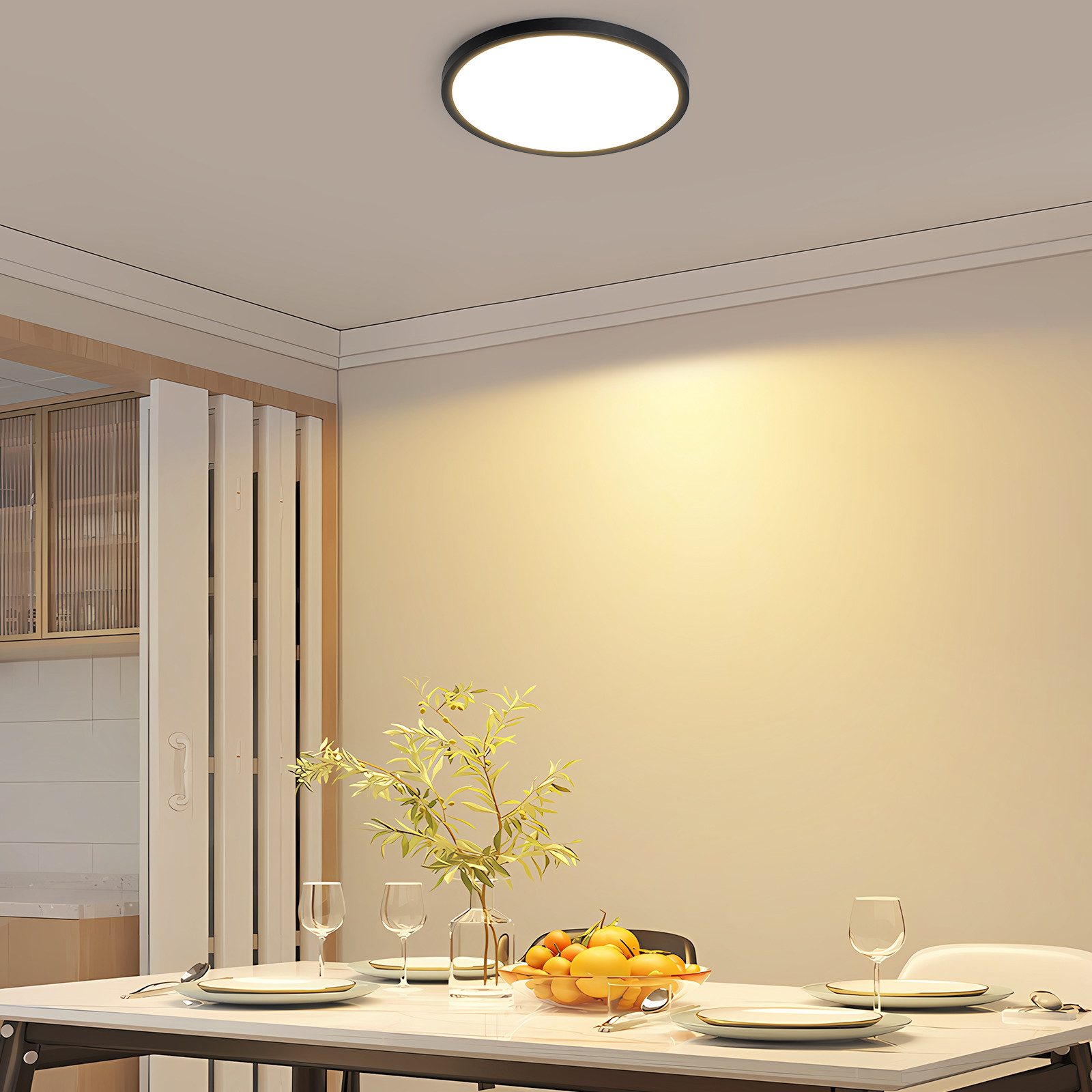 ZMH LED Deckenleuchte Whonzimmer ∅18CM Schwarz/Weiß günstig online kaufen
