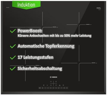 BOSCH Induktions Herd-Set HERDSET BOSCH Einbaubackofen mit Induktionskochfeld - autark, 60 cm