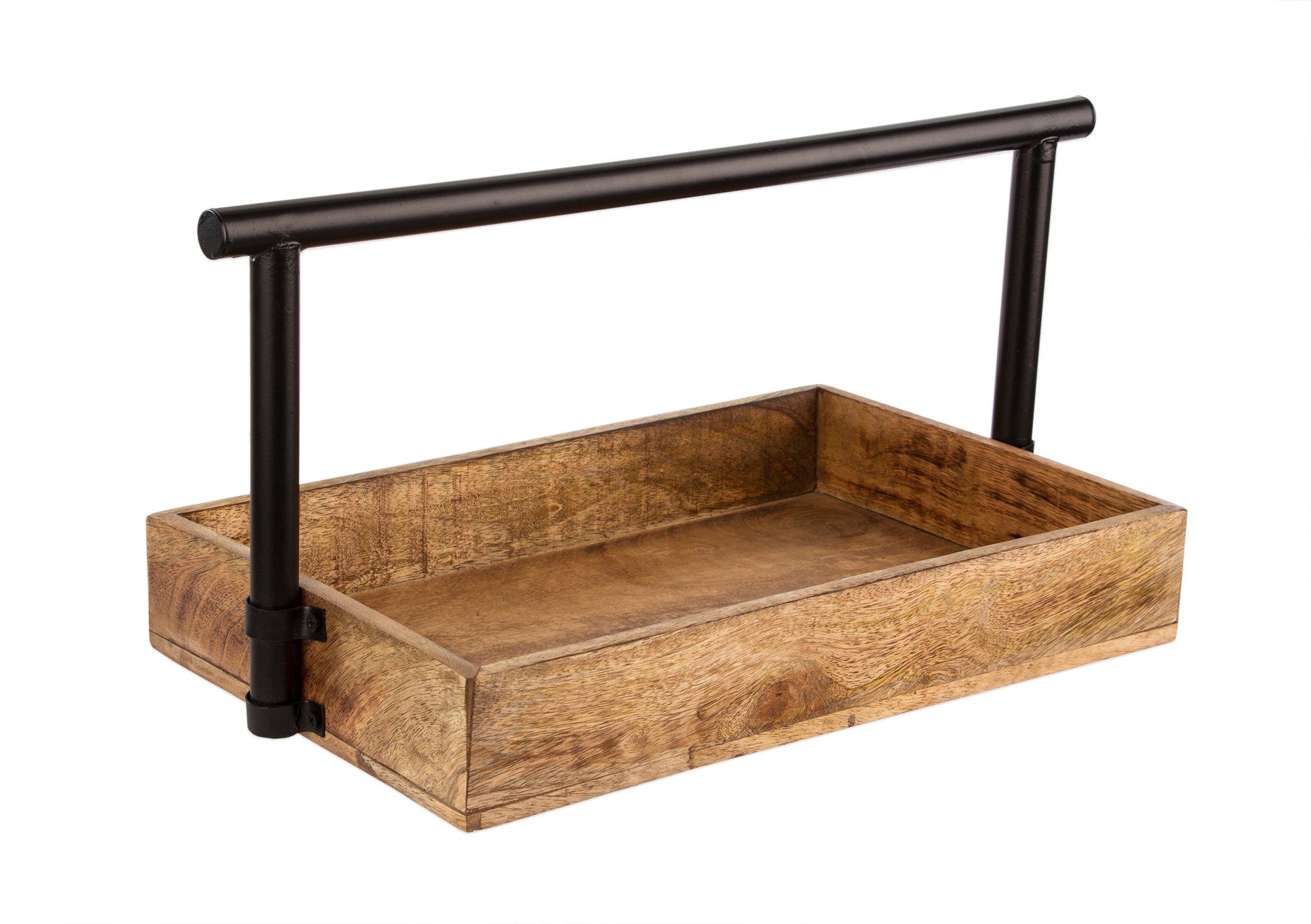 BigDean Dekotablett Holztablett mit Griff - Holzablage für Büro und Schreibtisch