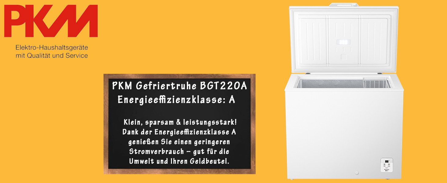 PKM Gefriertruhe BGT220A, 96.30 cm breit, 217 l, sparsam dank EEK: A, Kühltruhe, Temperatur einstellbar -24°C bis 8°C