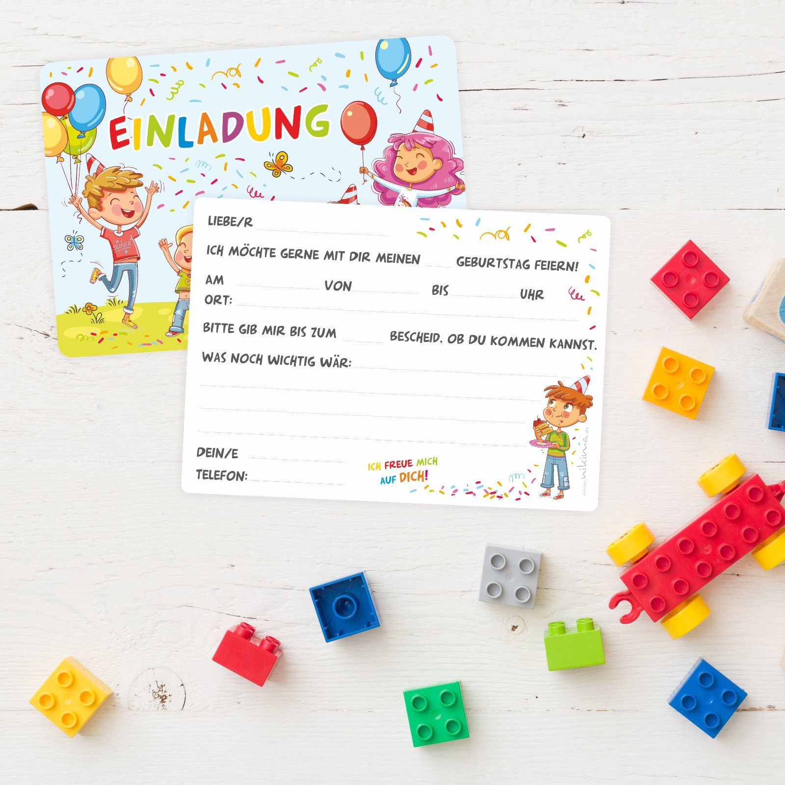 nikima Einladungskarten 10 Einladungskarten Kindergeburtstag inkl. 10 Briefumschlägen – Bild 2 von 5