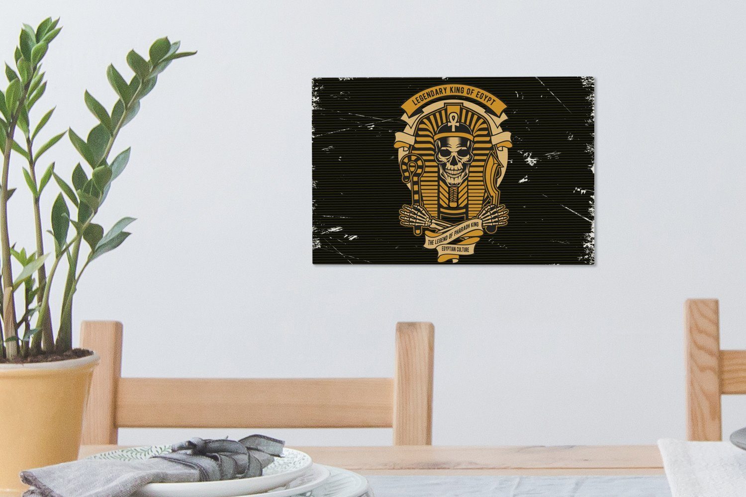OneMillionCanvasses® - Retro - Wandbild Skelett Wanddeko, St), cm Leinwandbild - Aufhängefertig, Zeichnung, (1 Leinwandbilder, 30x20 Pharao