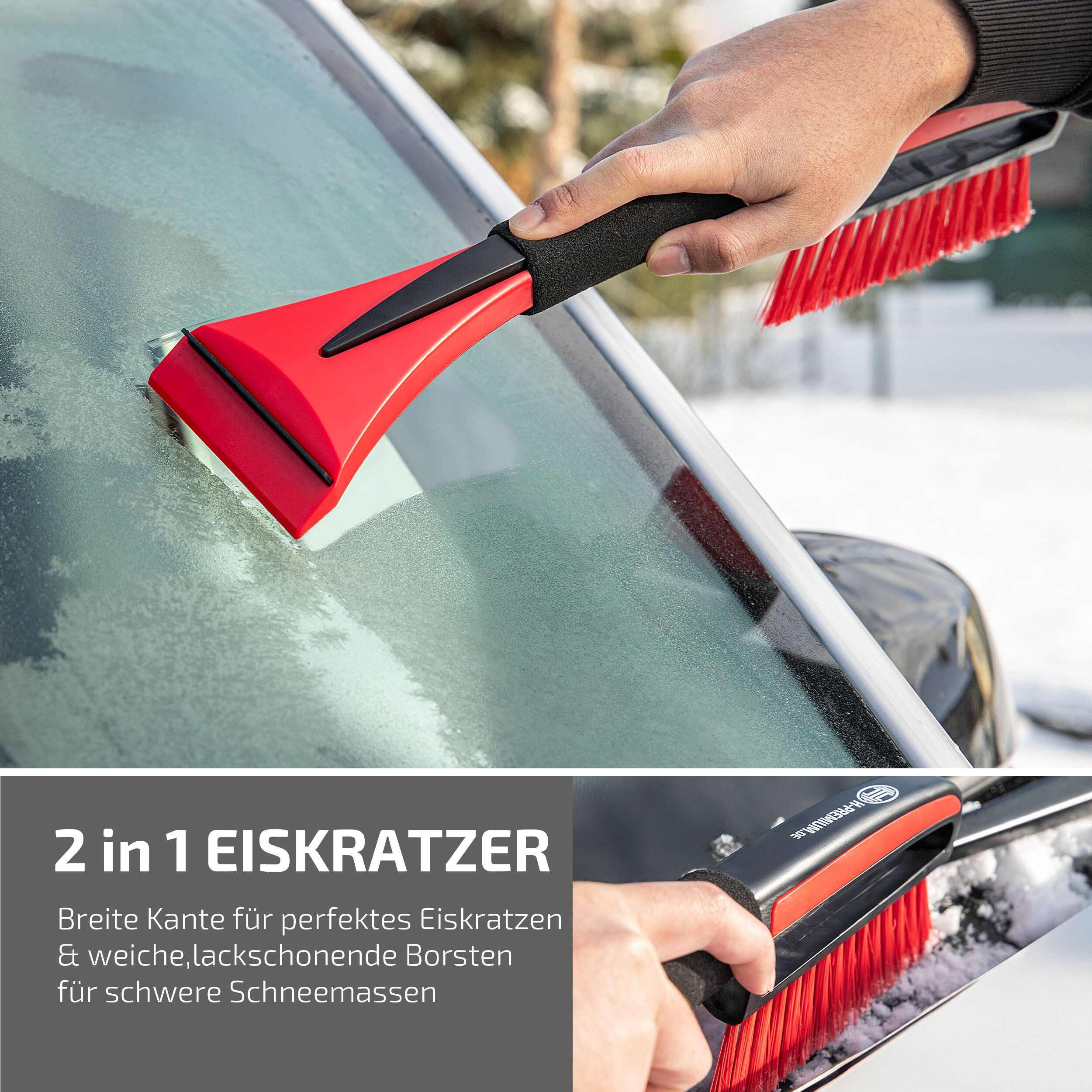 HEYNER Premium Ice Scraper with Brush (Lightweight)