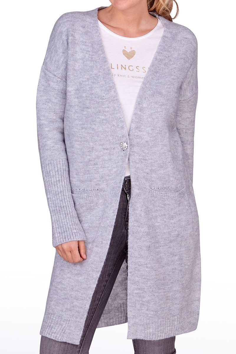 Hangowear Trachtenstrickjacke Trachten Strickjacke - ZARINA - hellgrau