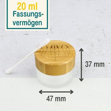 Wachsmann Bienenprodukte Aufbewahrungsdose Hochwertige Glastiegel für nachhaltige DIY Naturkosmetik, Mit Bambus Deckel & Geschenkverpackung