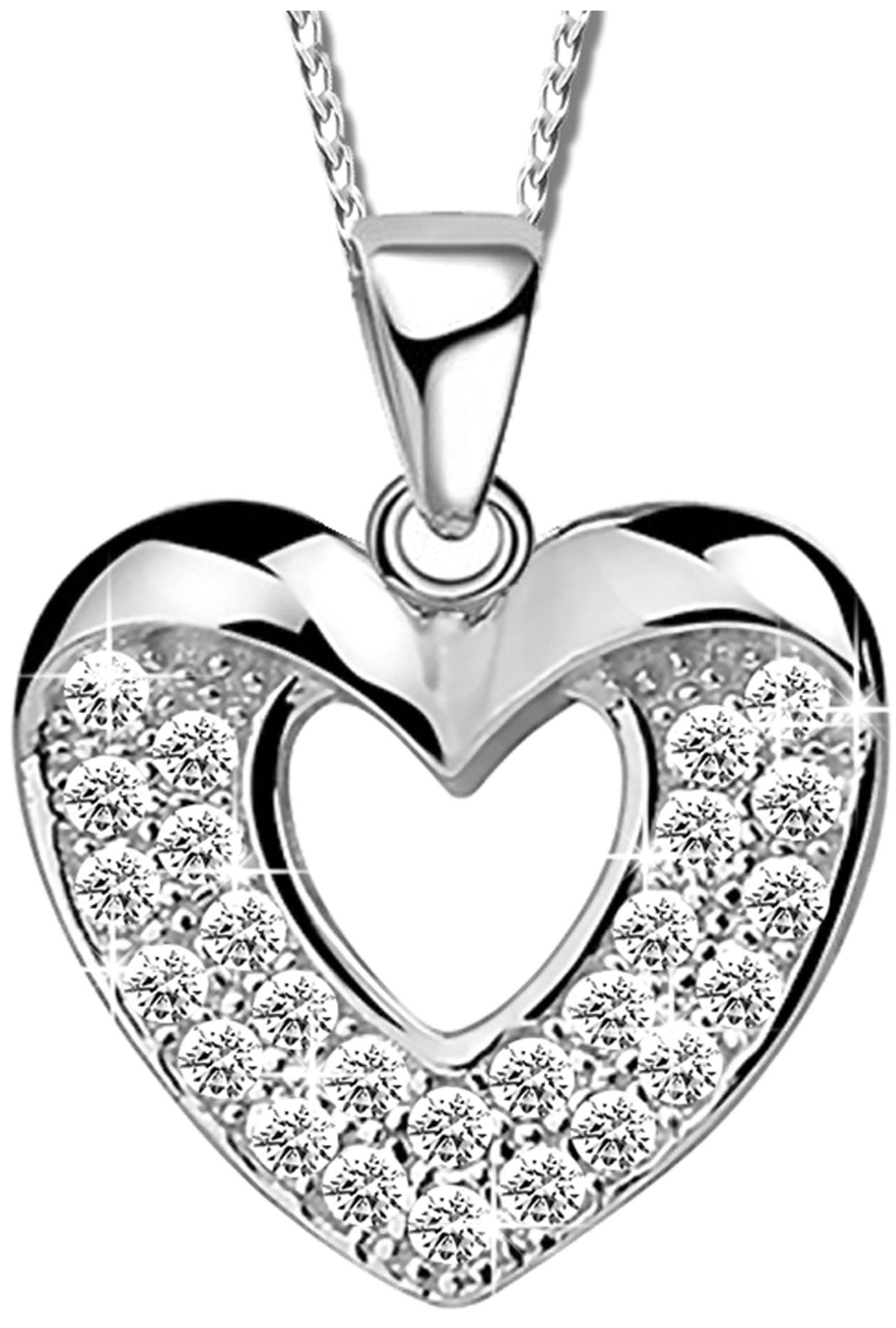 Herzkette 925 Sterling Silber Herz Anhänger mit Kette