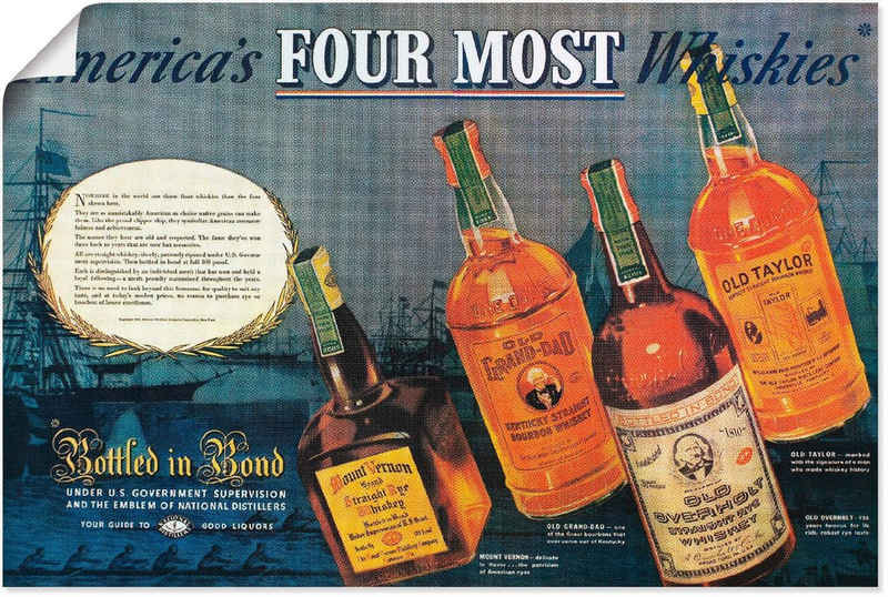 Artland Wandbild Amerikanischer Whiskey, 1938, Ausstellungsplakate (1 St), als Alubild, Leinwandbild, Wandaufkleber oder Poster in versch. Größen