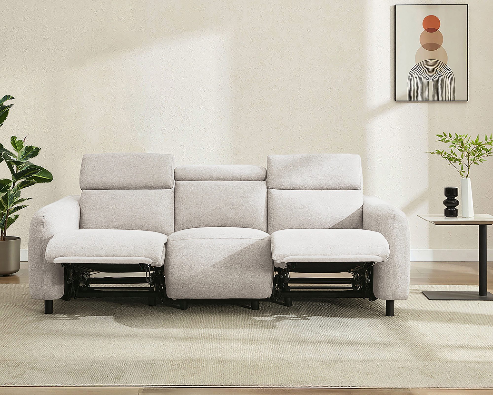 OTTO home 3-Sitzer SKAANE Struktur-Sofa, 229 cm, manuelle-u. elektrische Relaxfunktion, 229cm, Kopfteilverstllg. und man. o. elektr. Relaxfunktion in 2 Sitzen