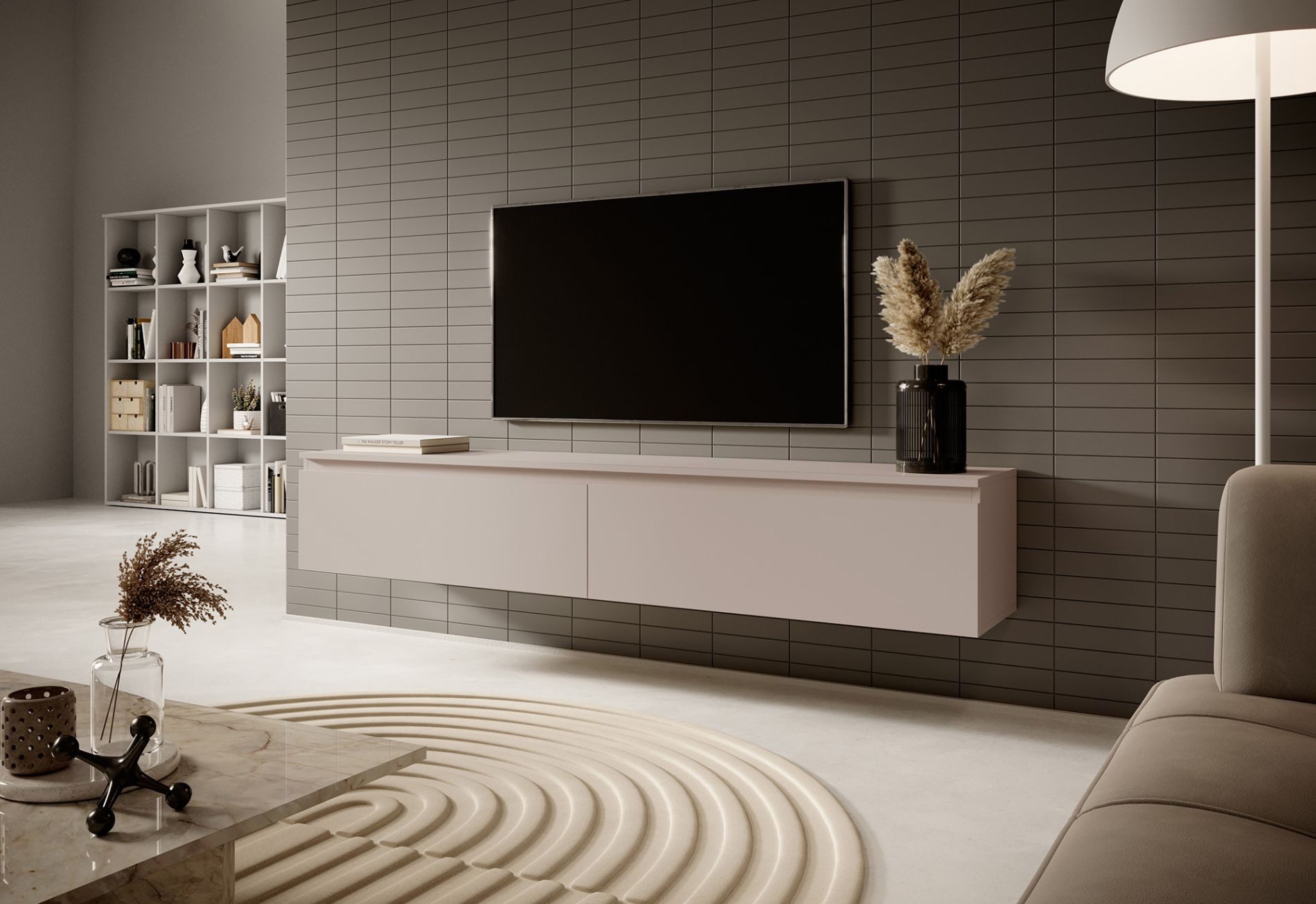 Selsey TV-Schrank SENEY Hängend, 2-türig, matte Oberfläche in Greige