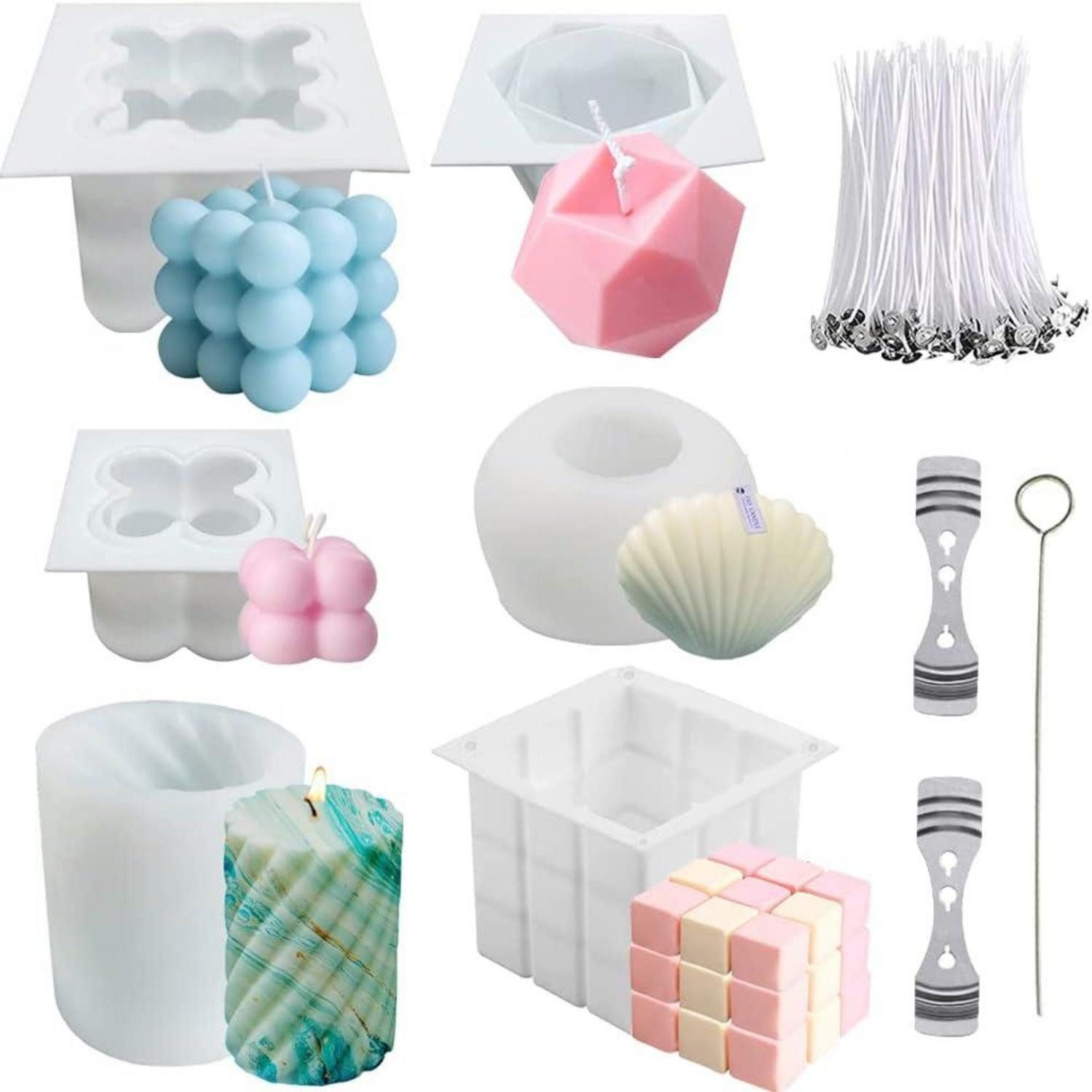 Formkerze Kerzenform 6tlg bubble Kerzen-Kit 3D Silikonform Kerzen-Gießen