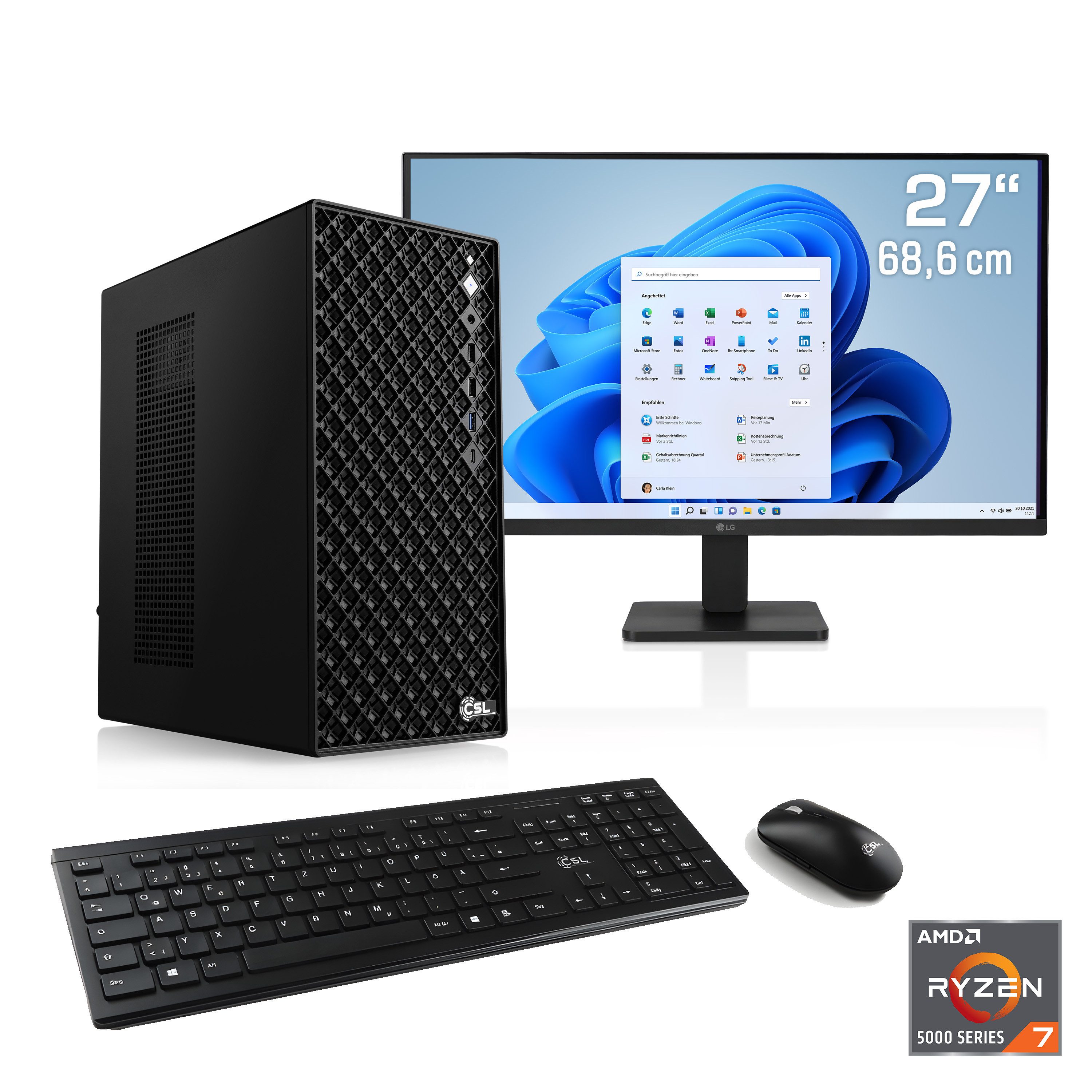 CSL Mystic V24103 PC-Komplettsystem (27", AMD Ryzen 7 5700G, AMD Ryzen 7, 16 GB RAM, 500 GB SSD)