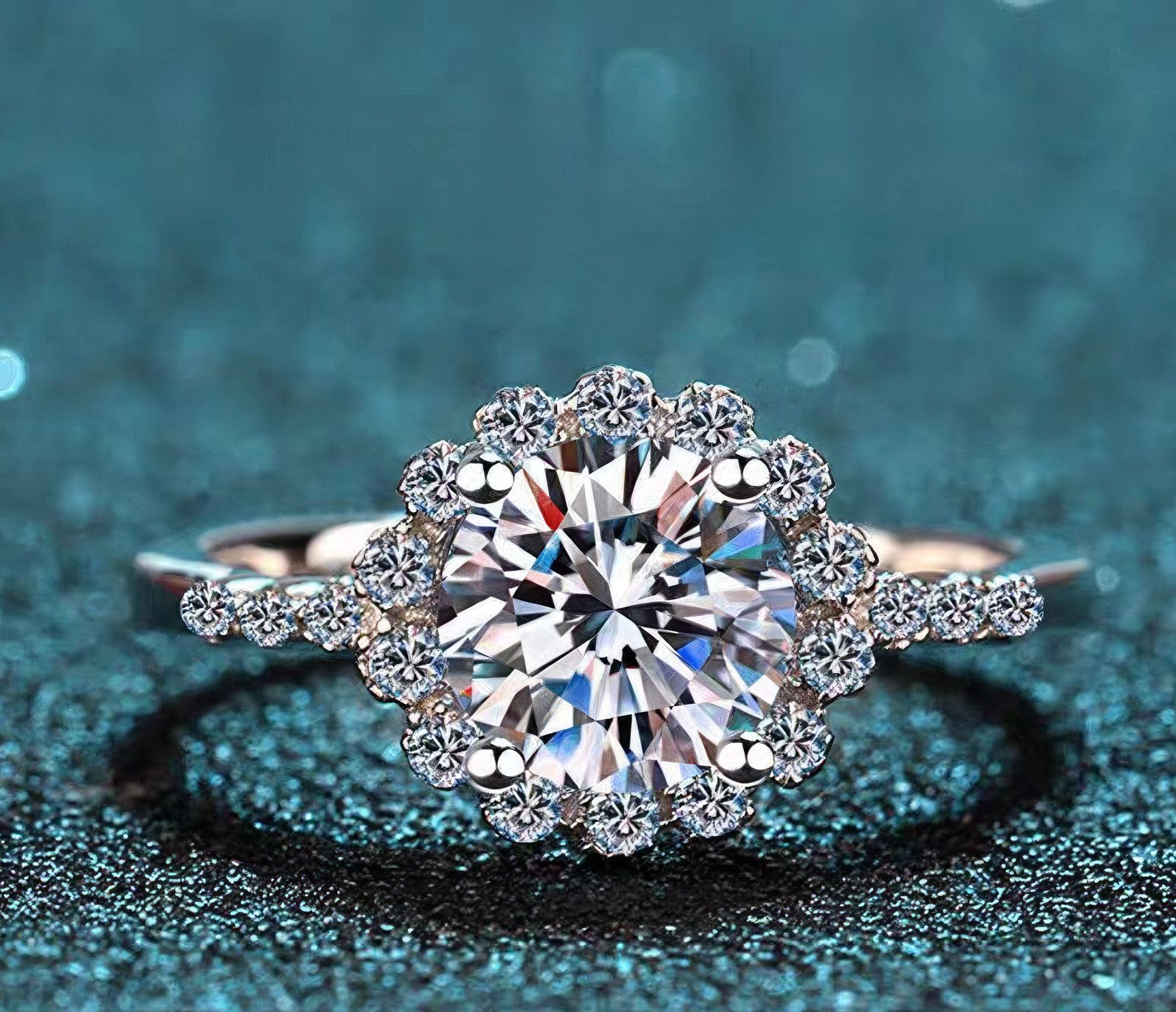 Jumpeak Diamantring ring gold damen, 1ct D Vs1 engagement ring,wedding ring,labordiamant, Brillantschliff,geschenk für schwester geburtstag,Mit IGi-Zertifikat